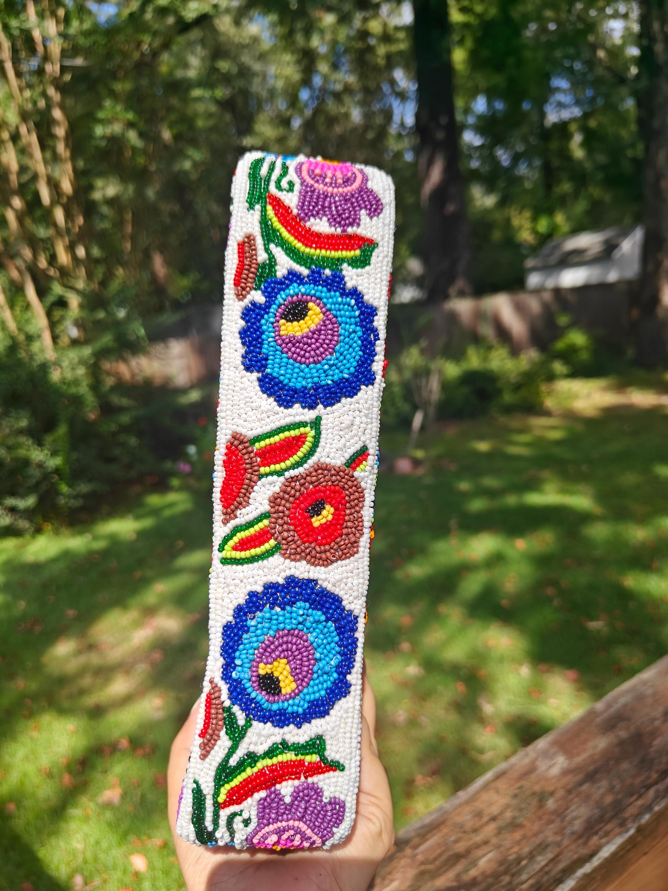 Peacock Beaded Handbag | Floral Seed Bead Purse & Folk Art Beaded Purse Clutch view 5