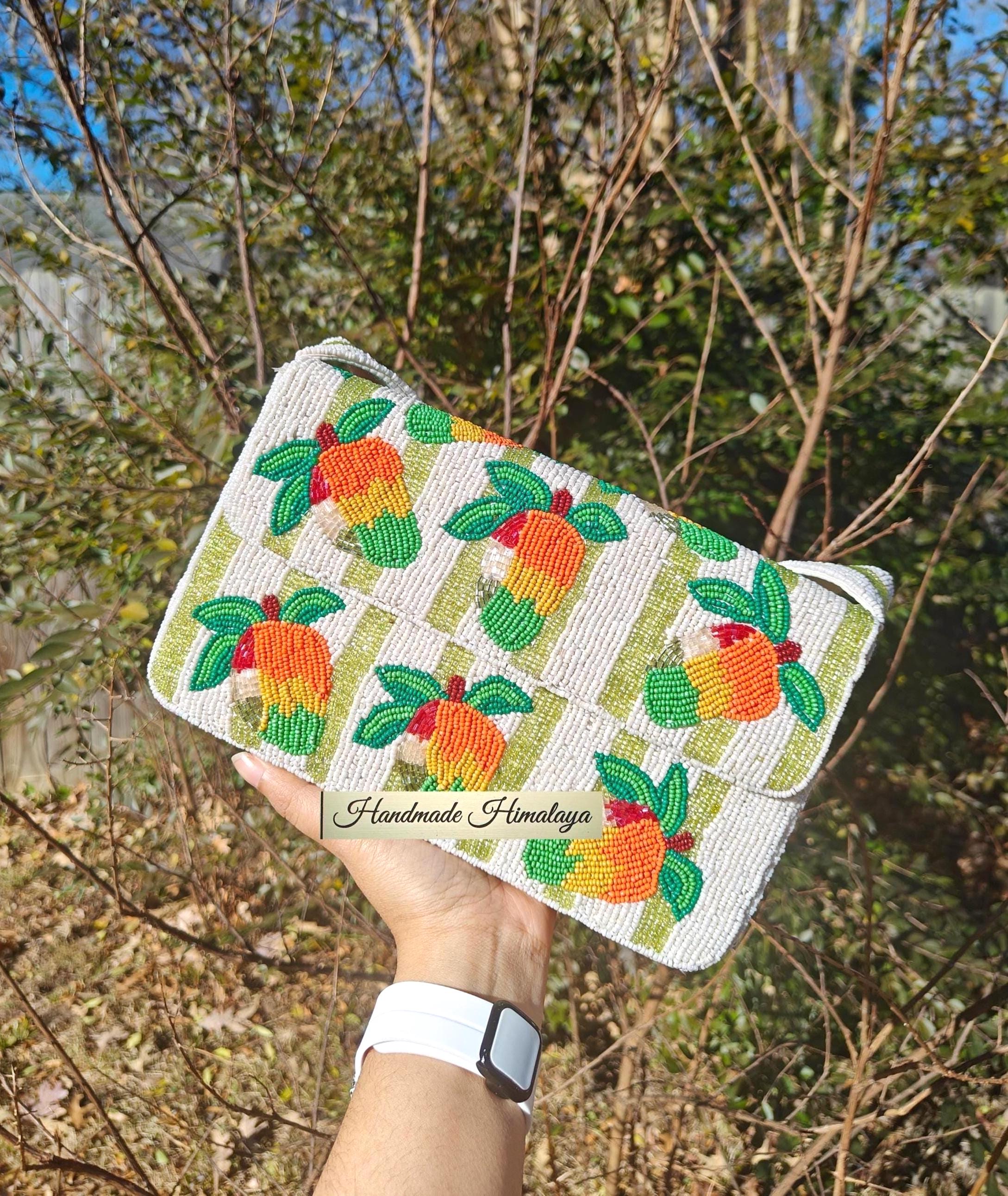 Mango Beaded Shoulder Bag | Fruit Patterned Summer Purse | Island Resort Evening Handbag view 2