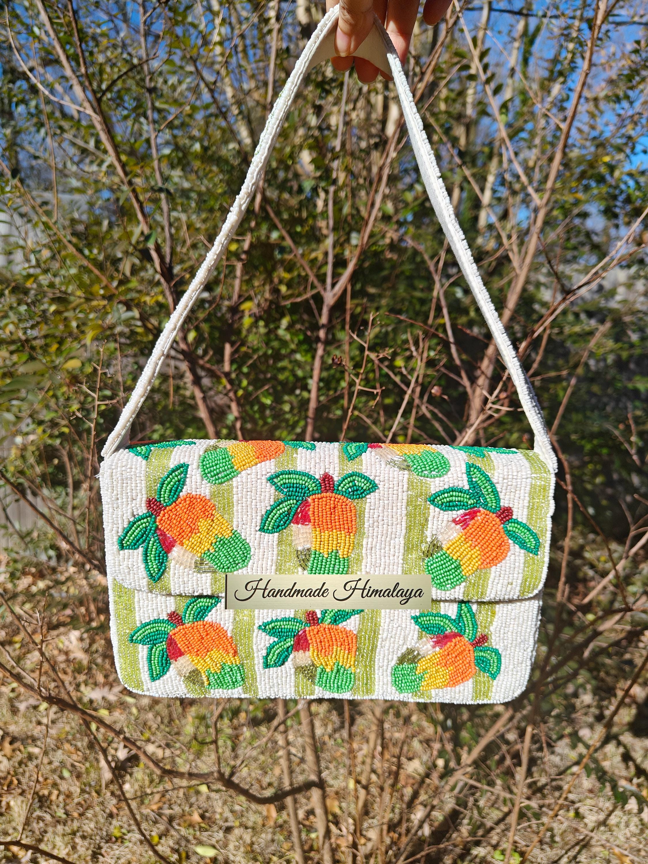 Mango Beaded Shoulder Bag | Fruit Patterned Summer Purse | Island Resort Evening Handbag view 4