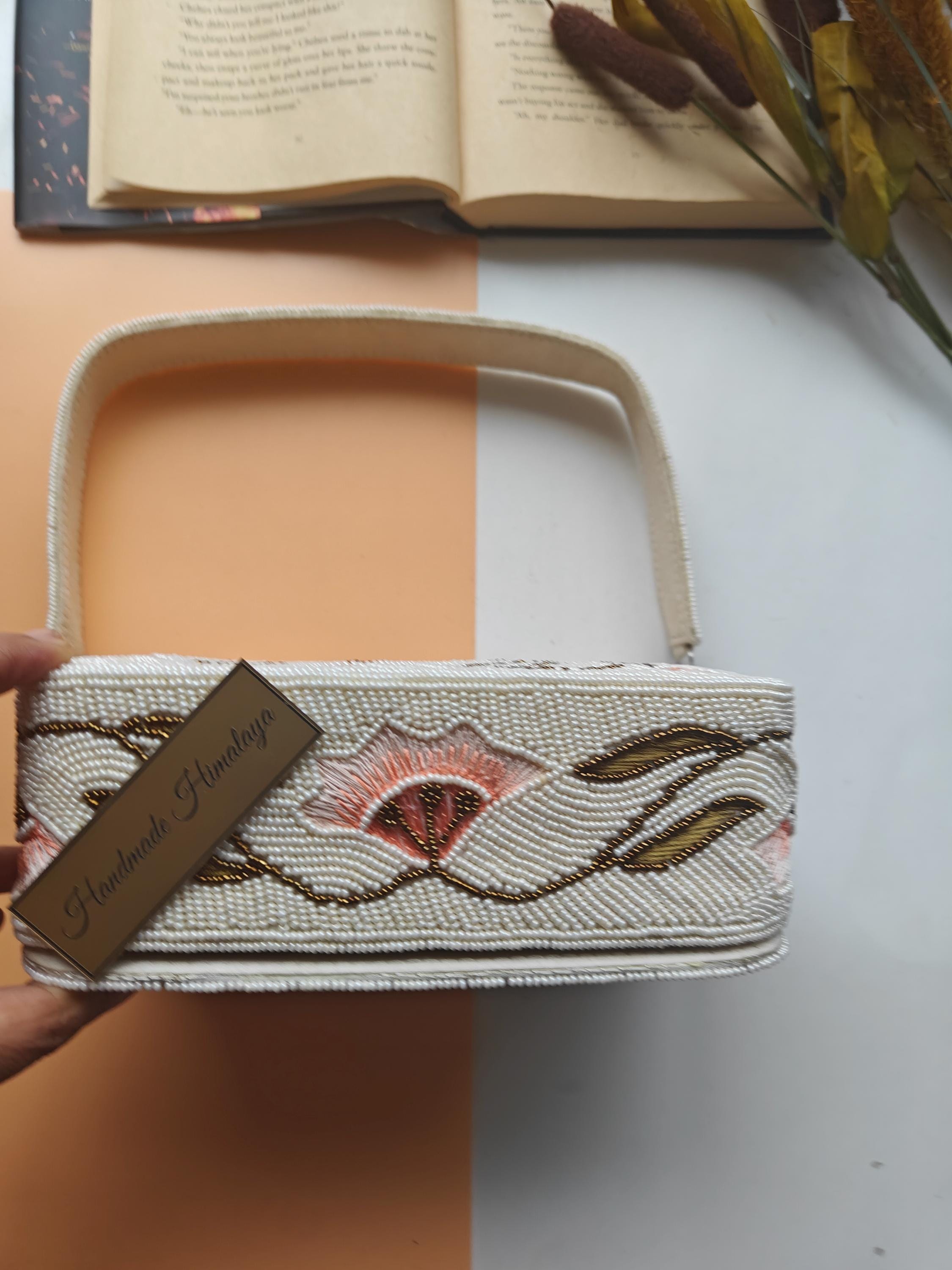 Ivory Peach Floral Beaded Bag | Bridal Wedding Guest Purse view 7