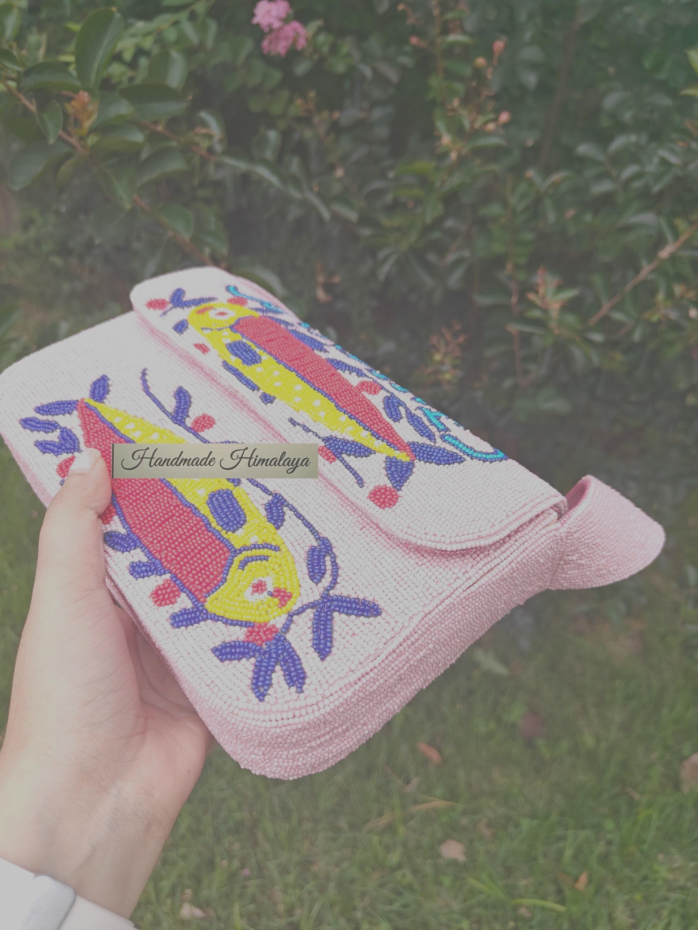 Sardines Beaded Bag: Pink Fish Purse Handbag view 2