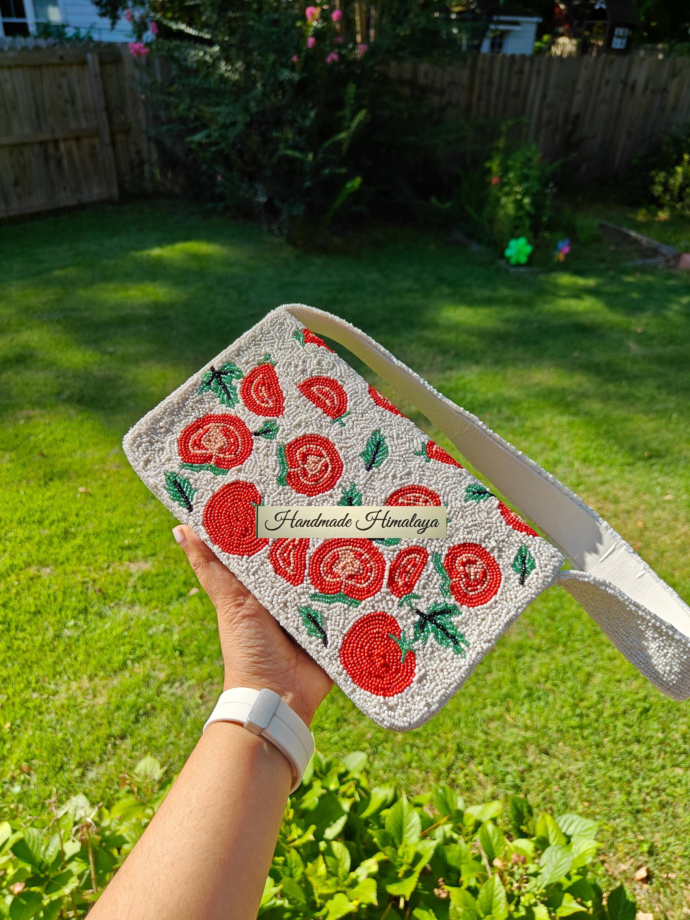 Tomato Beaded Bag: Handmade Embroidered Shoulder Purse view 6