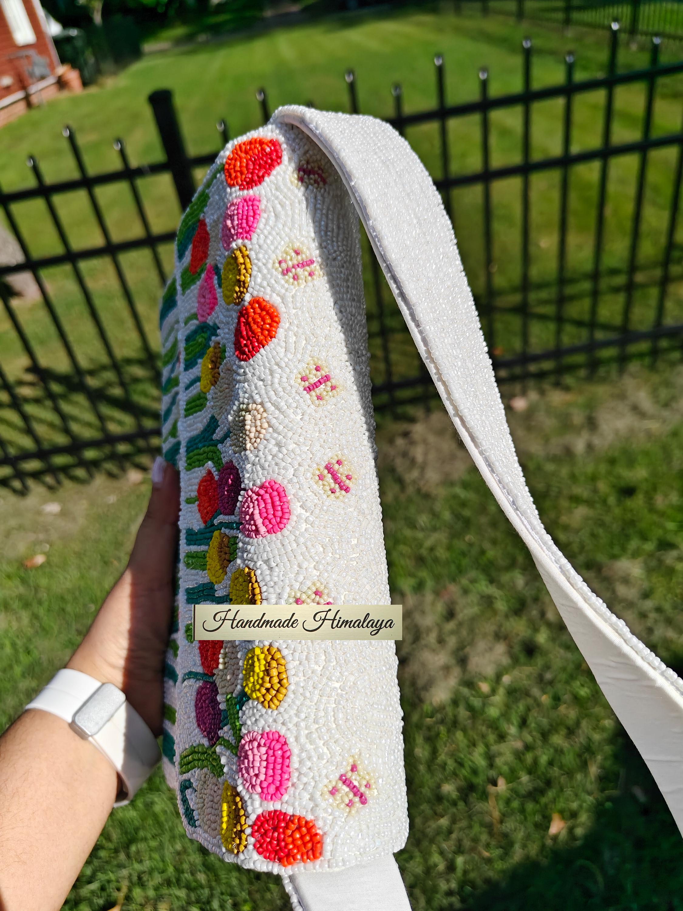 Tulip Beaded Bag: Floral Seed Beaded Shoulder Bags view 4