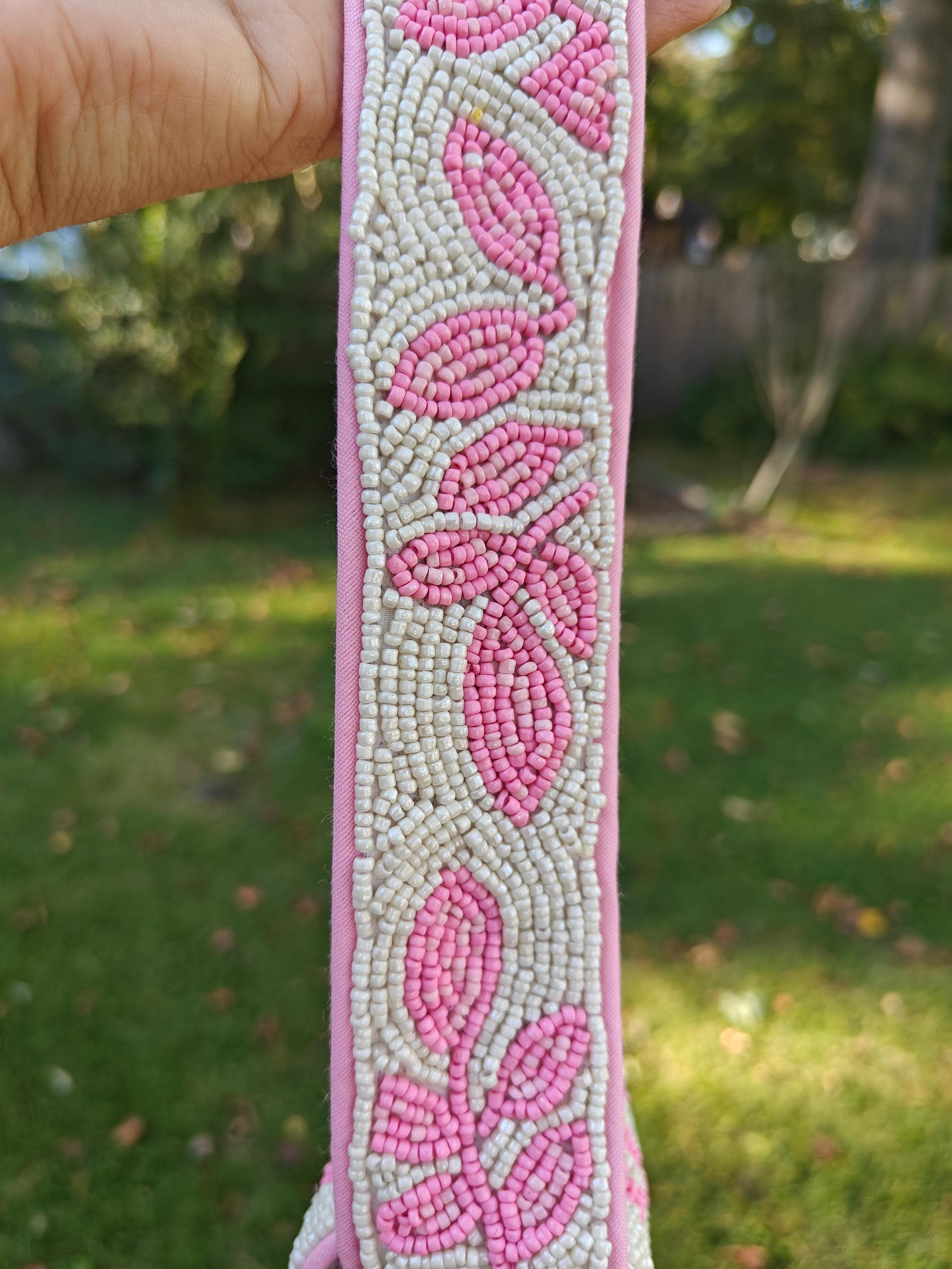 Blush Pink Floral Beaded Shoulder Bag Leaf Embroidery Bridal Party Evening Clutch Purse view 5