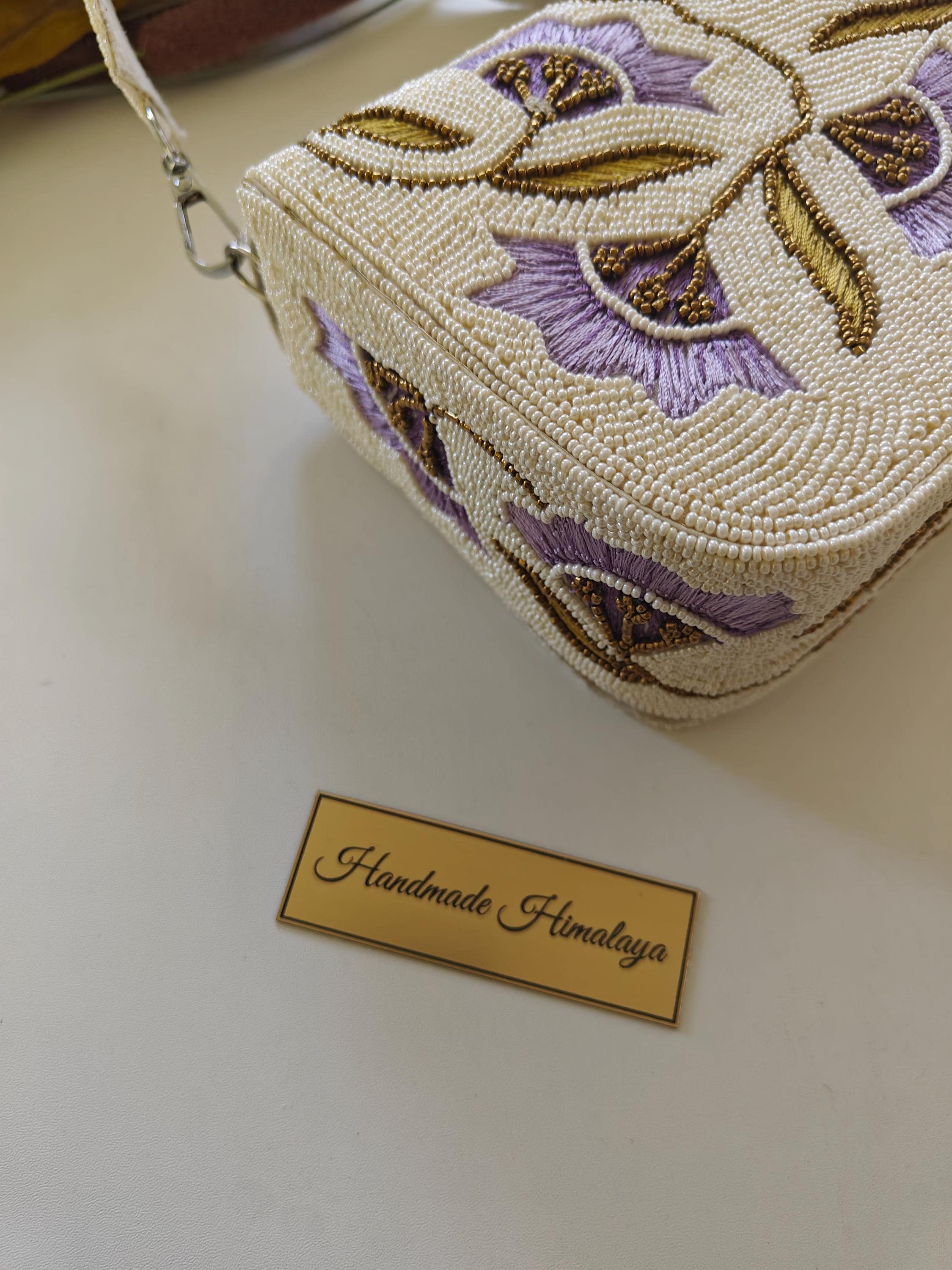 Floral Beaded Bag | Lilac Purple Wedding Purse view 7