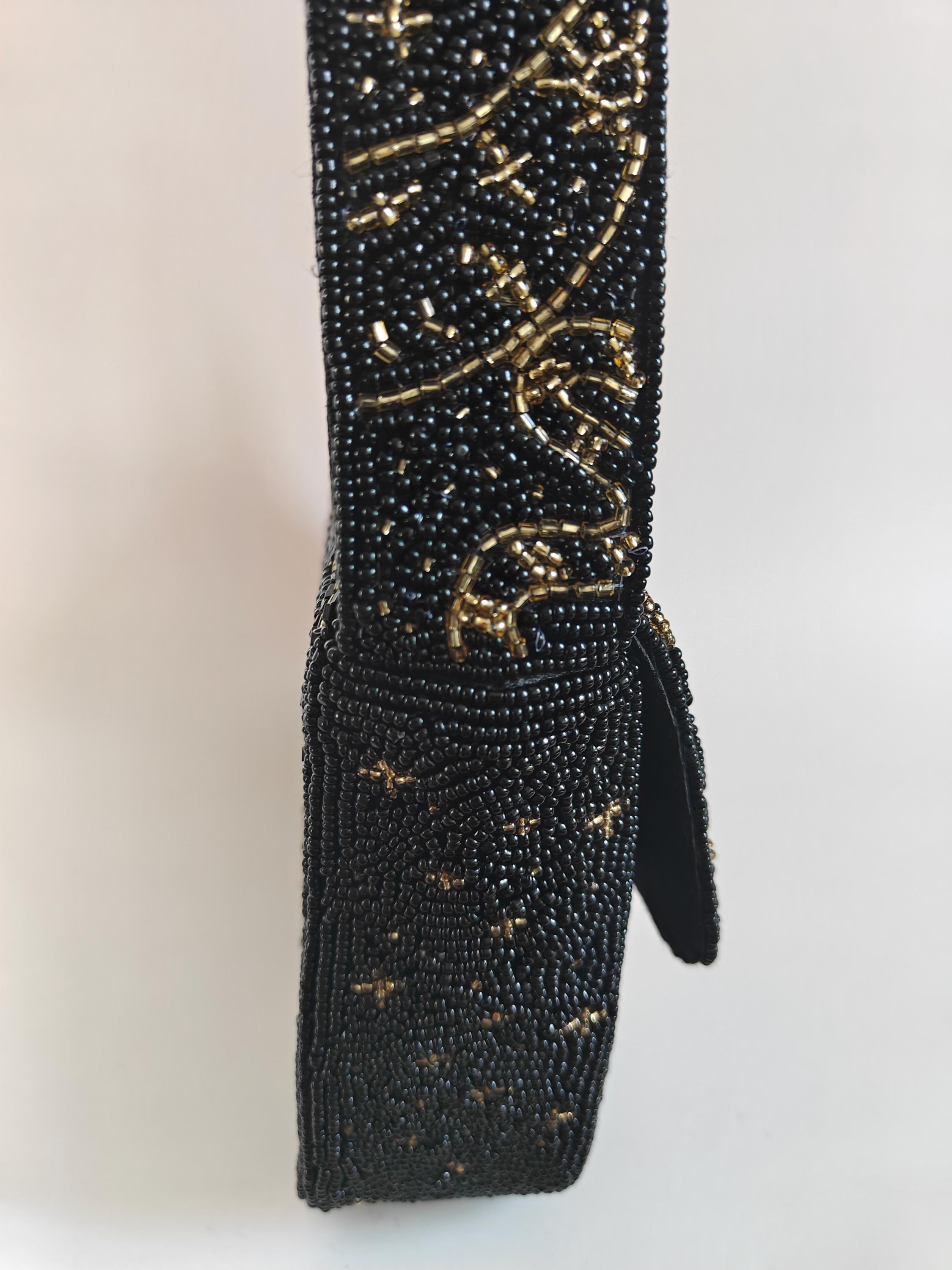 Black Beaded Cosmic Sun Eye Shoulder Bag | Mystical Astrology Handcrafted Purse view 7