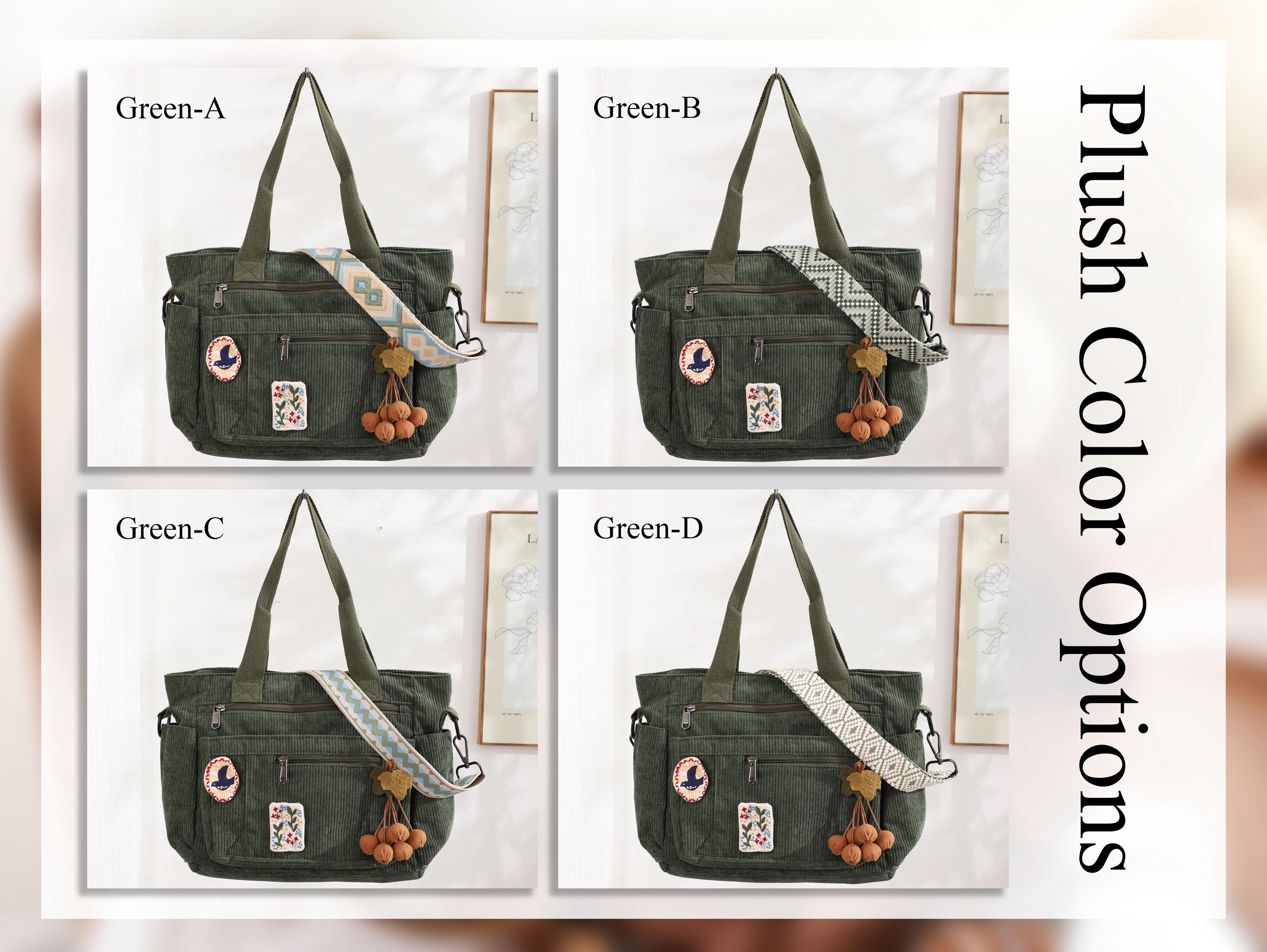 Retro Corduroy Shoulder Bag, Casual Hobo Crossbody Tote, Soft Fabric Zipper Bag view 8