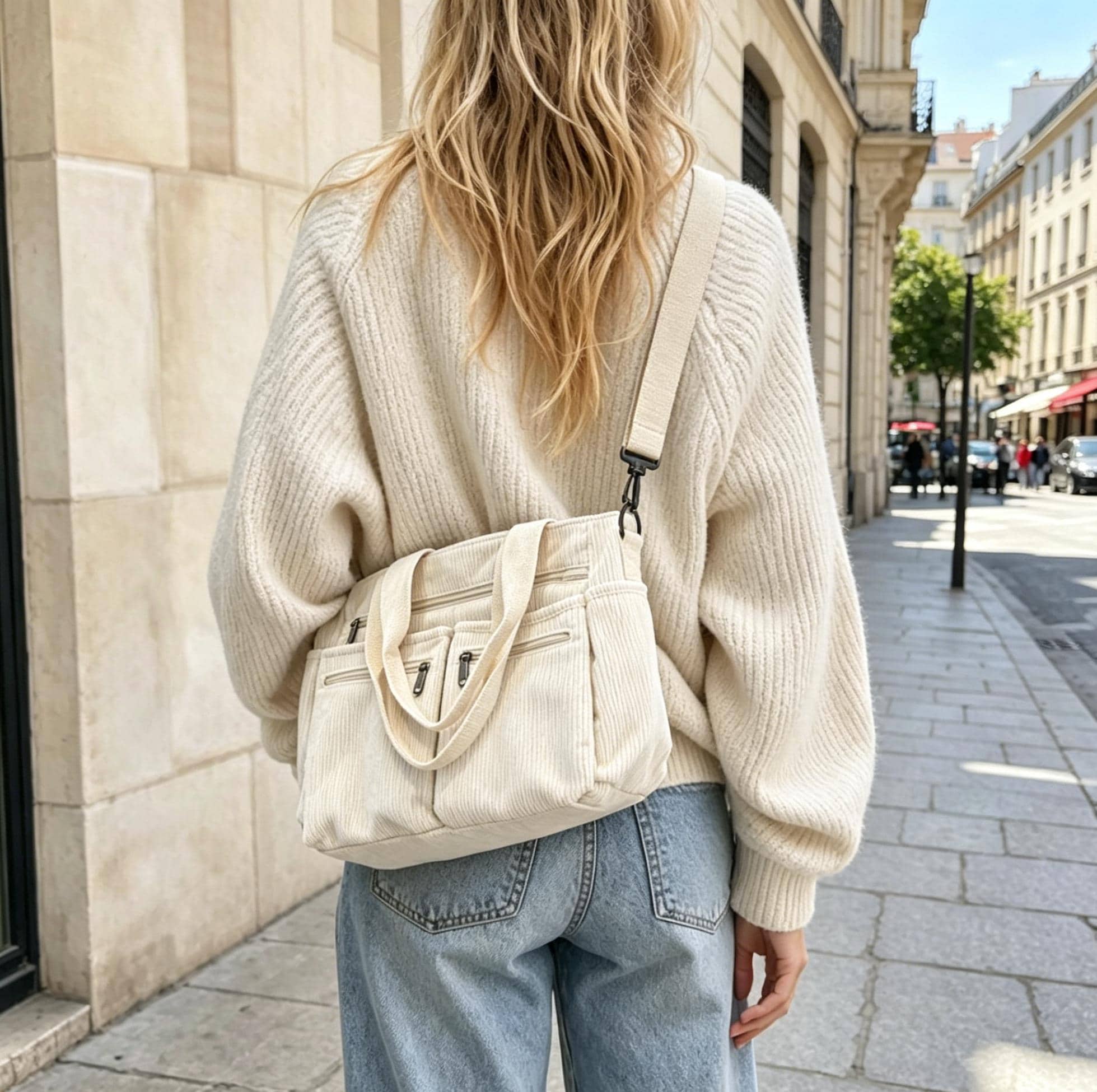 Corduroy Crossbody Bag, Women's Tote, Commuter Travel Shoulder Bag
