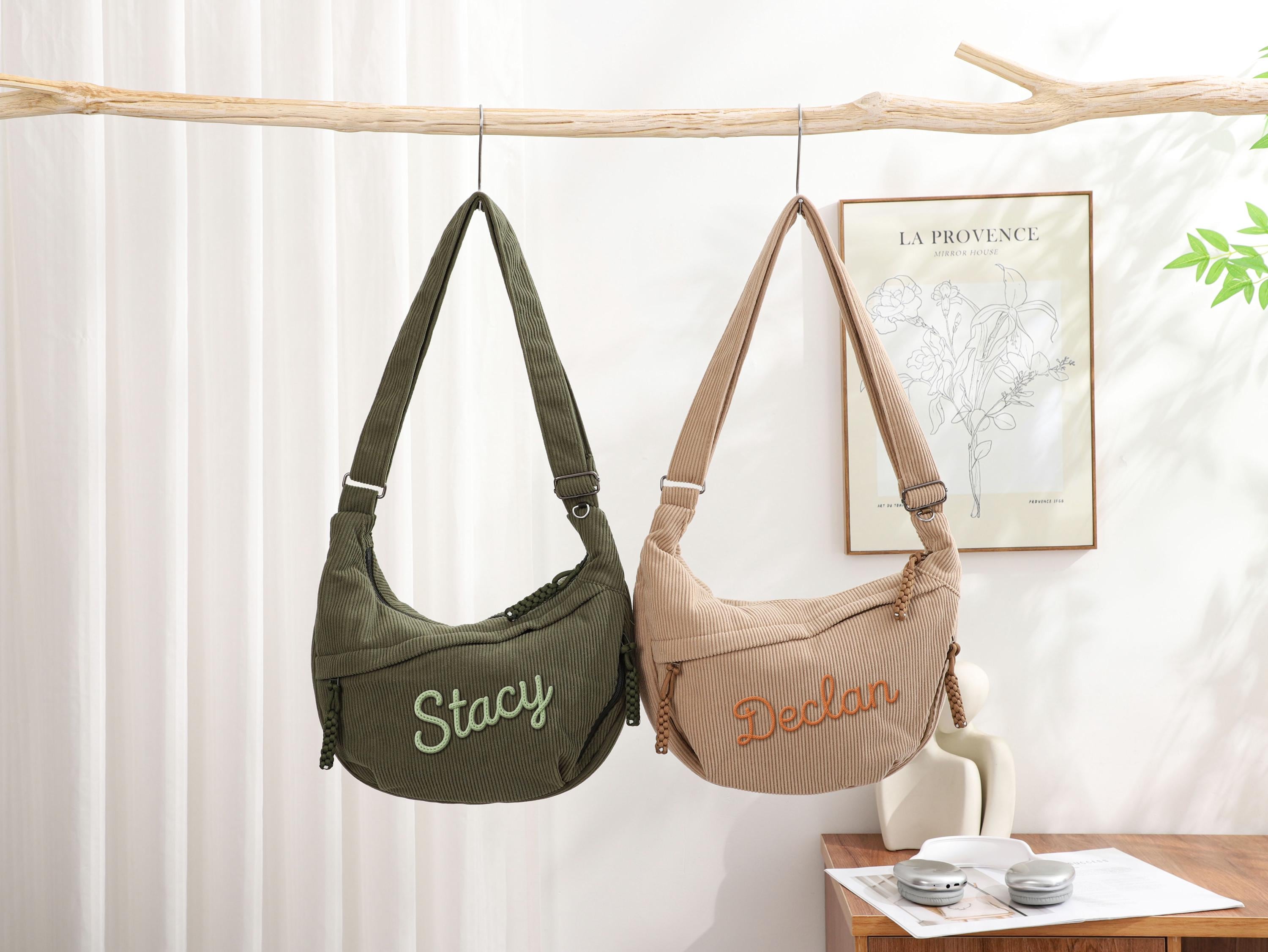 Minimalist Casual Corduroy Hobo Bag, Personalized Crossbody Bag, Lightweight Shoulder Bag, Travel Crossbody Bag With Adjustable Strap view 6