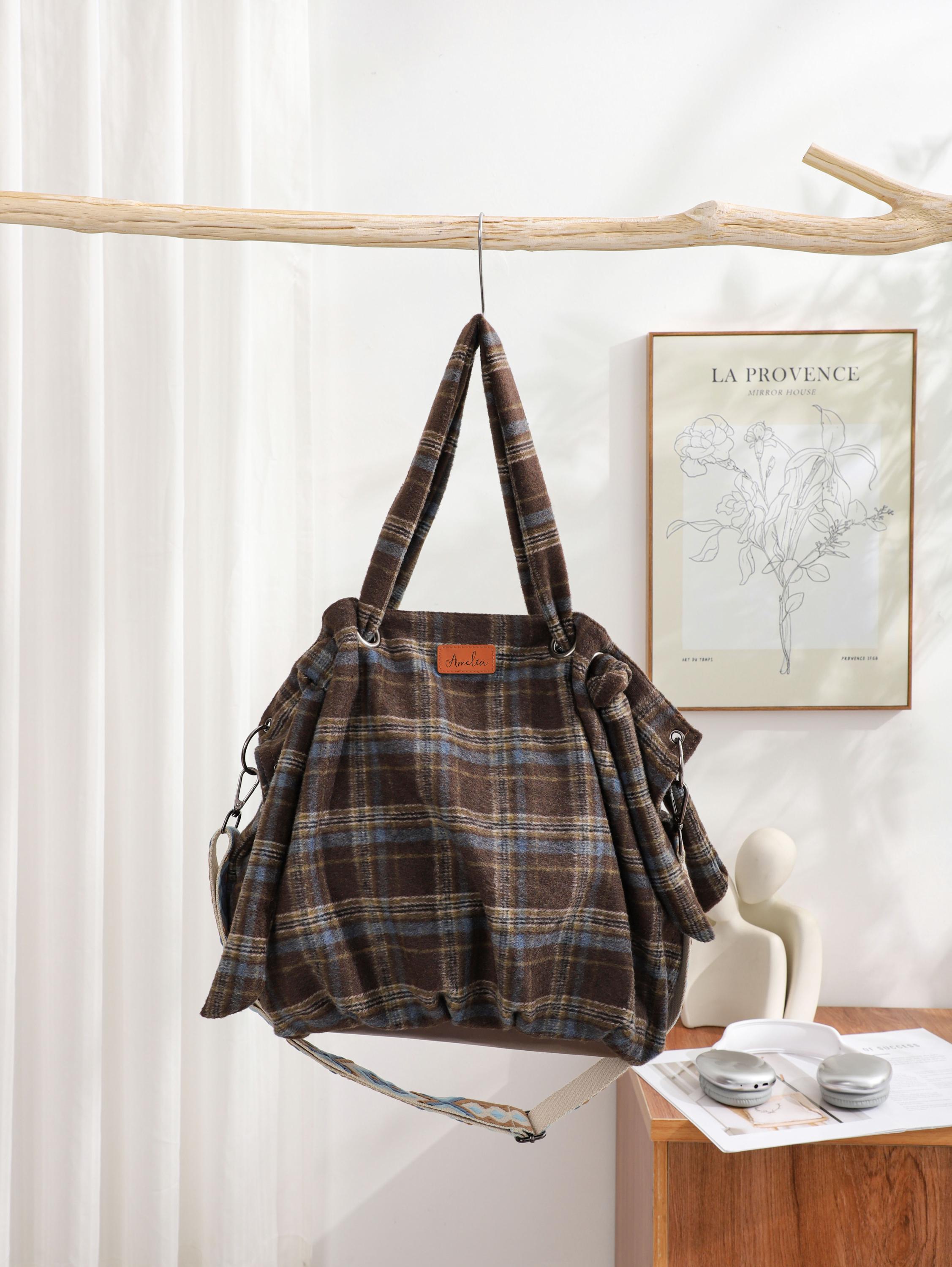 Corduroy Crossbody Bag, Vintage Tote Bag, Travel Crossbody Bag, Custom Leather Label