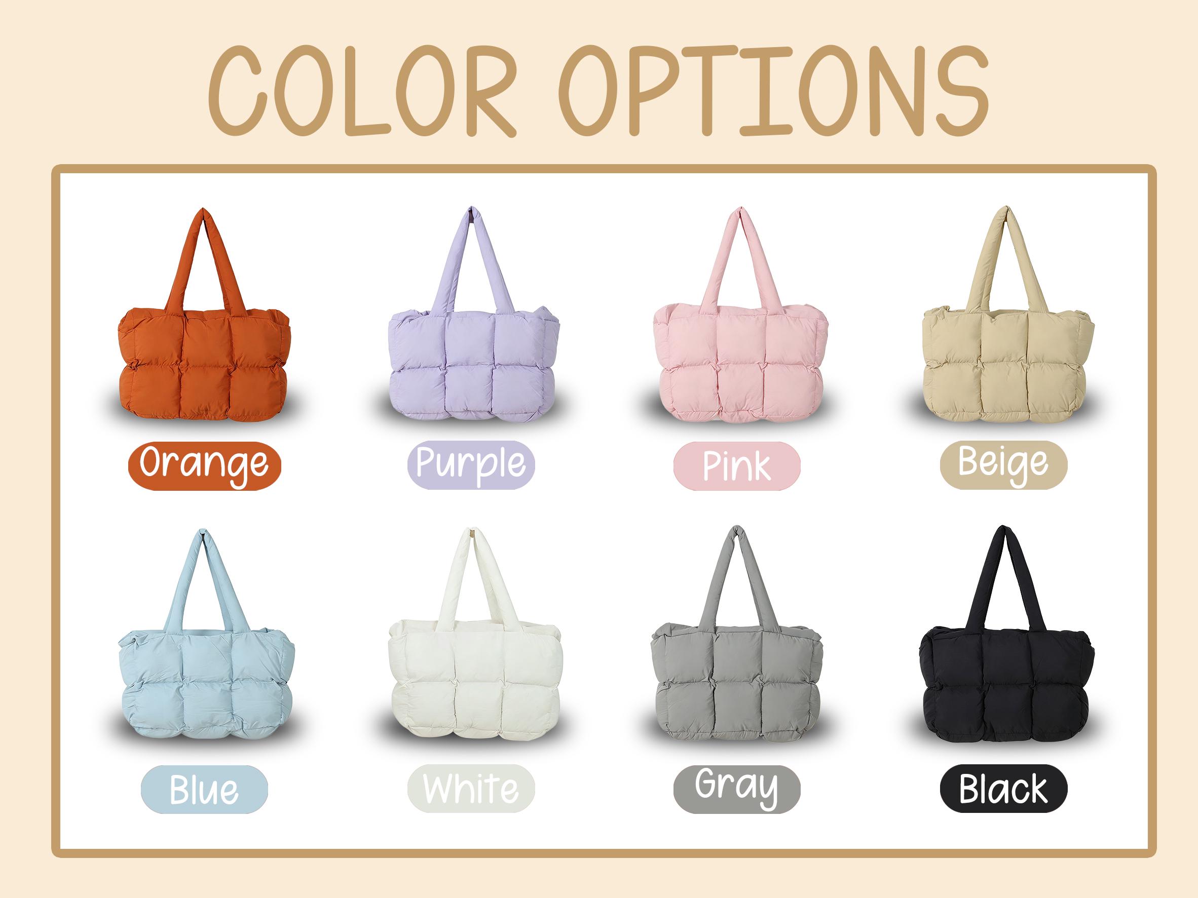 Personalized Quilted Nylon Puffer Tote Bag, Monogrammed Shoulder Bag view 7