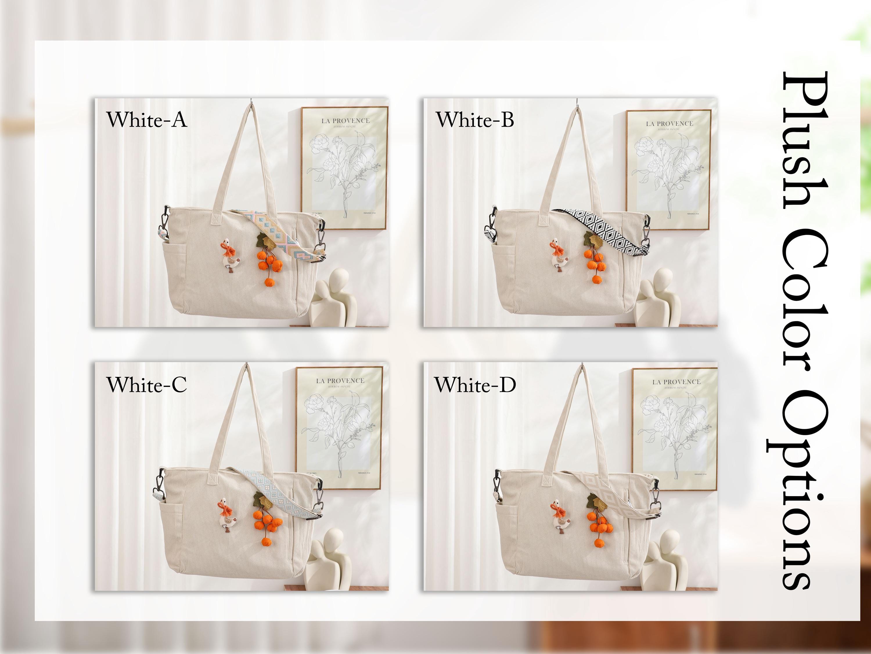 Corduroy Tote Bag, Adjustable Strap, Zipper Close, Everyday Travel Handbag view 12