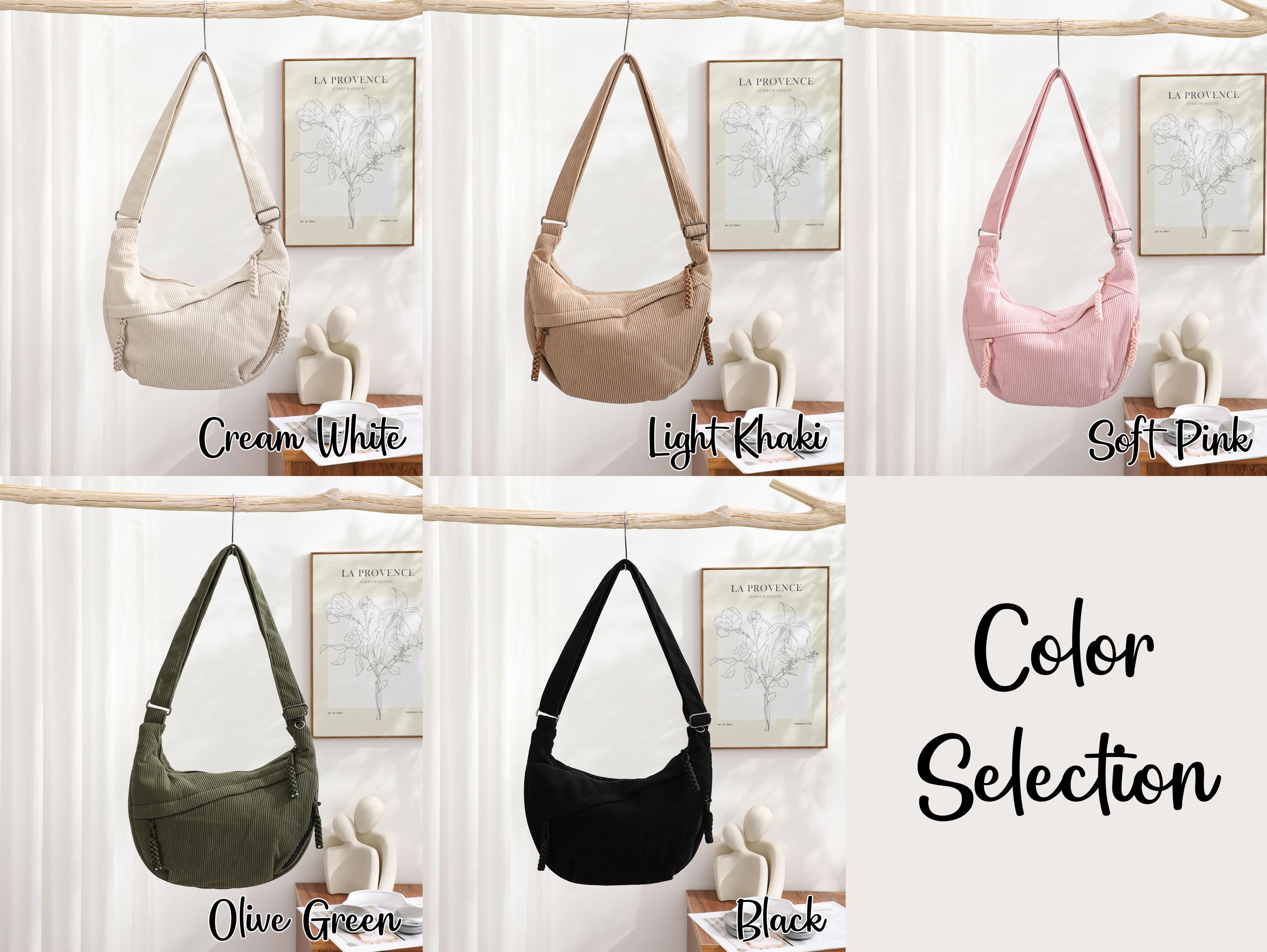 Minimalist Casual Corduroy Hobo Bag, Personalized Crossbody Bag, Lightweight Shoulder Bag, Travel Crossbody Bag With Adjustable Strap view 8