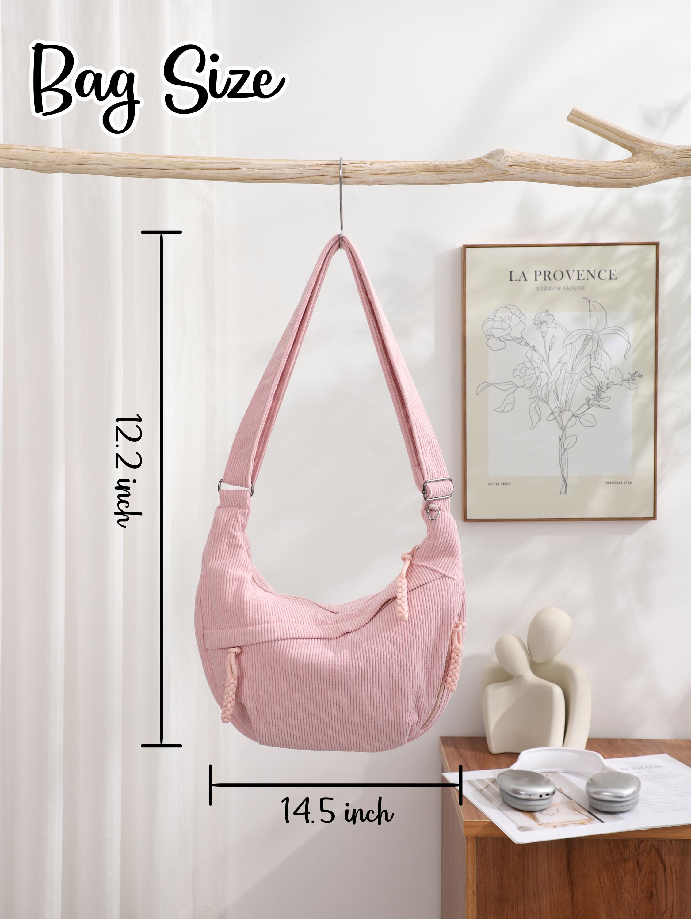 Minimalist Casual Corduroy Hobo Bag, Personalized Crossbody Bag, Lightweight Shoulder Bag, Travel Crossbody Bag With Adjustable Strap view 9