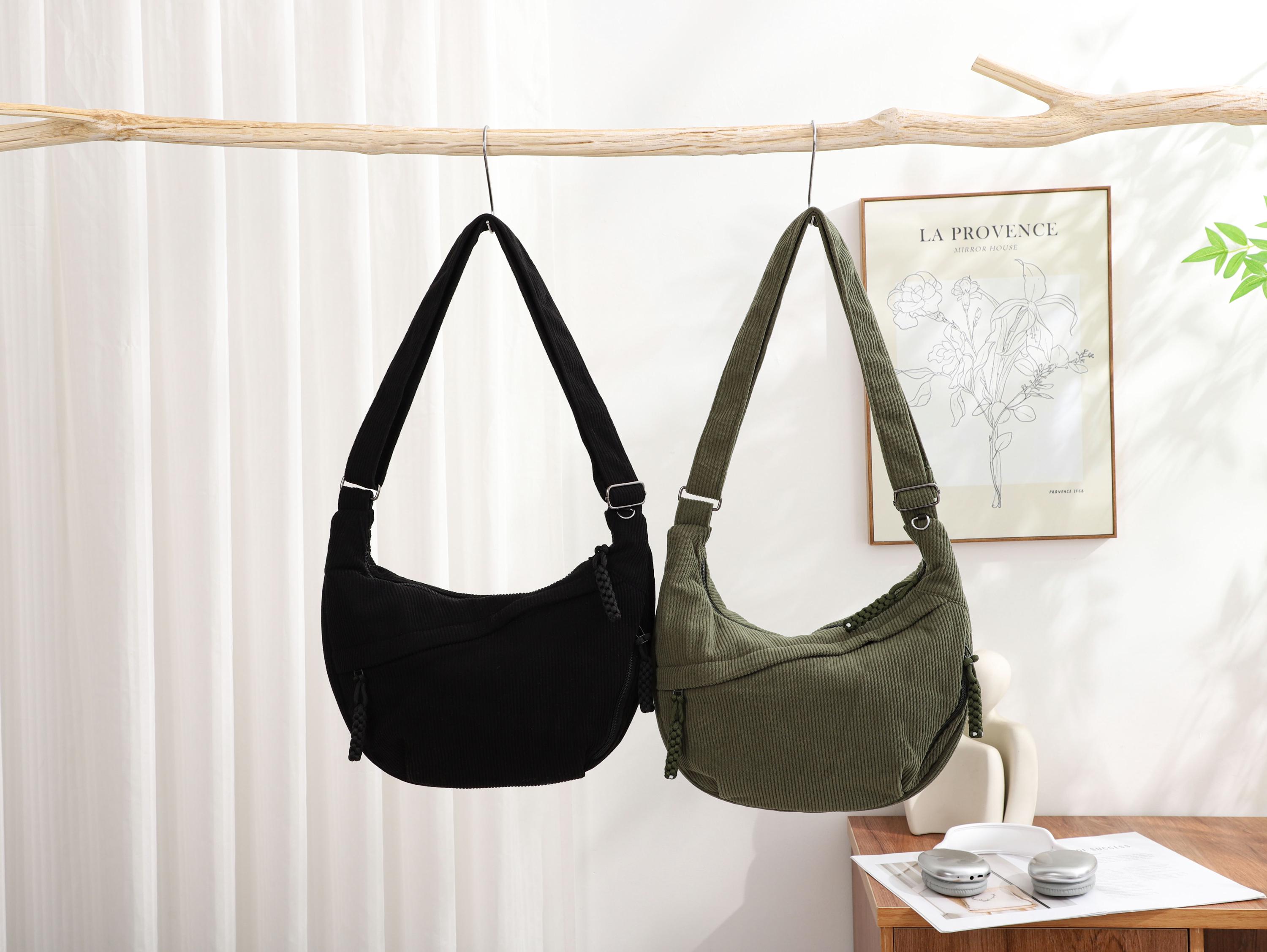 Minimalist Casual Corduroy Hobo Bag, Personalized Crossbody Bag, Lightweight Shoulder Bag, Travel Crossbody Bag With Adjustable Strap view 11