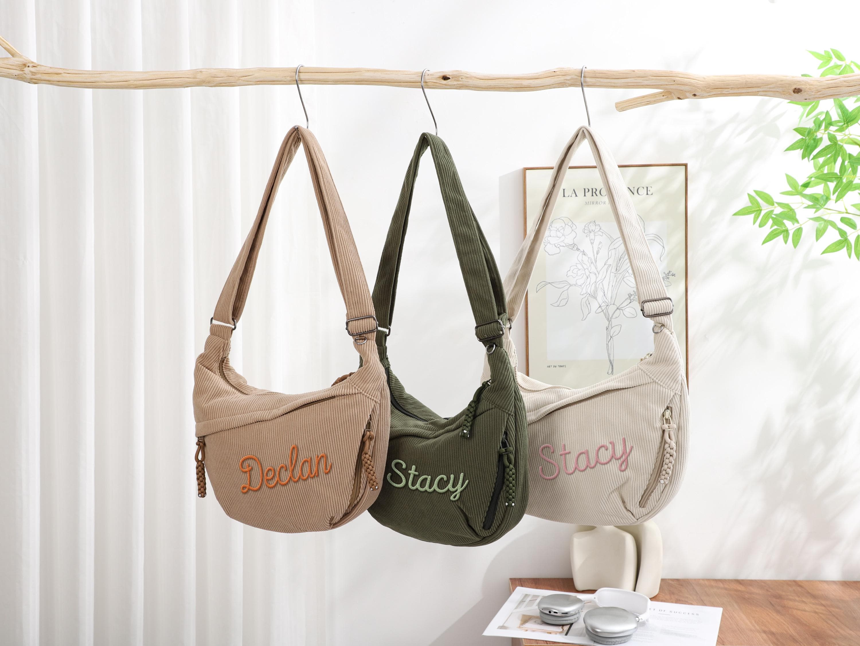 Minimalist Casual Corduroy Hobo Bag, Personalized Crossbody Bag, Lightweight Shoulder Bag, Travel Crossbody Bag With Adjustable Strap