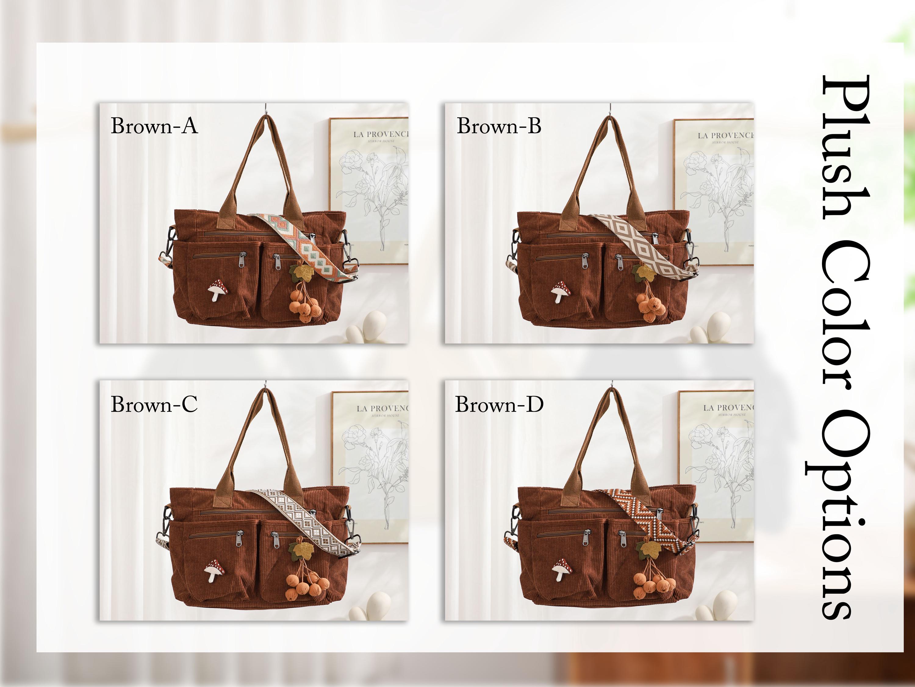 Corduroy Crossbody Bag, Women's Tote, Commuter Travel Shoulder Bag view 8