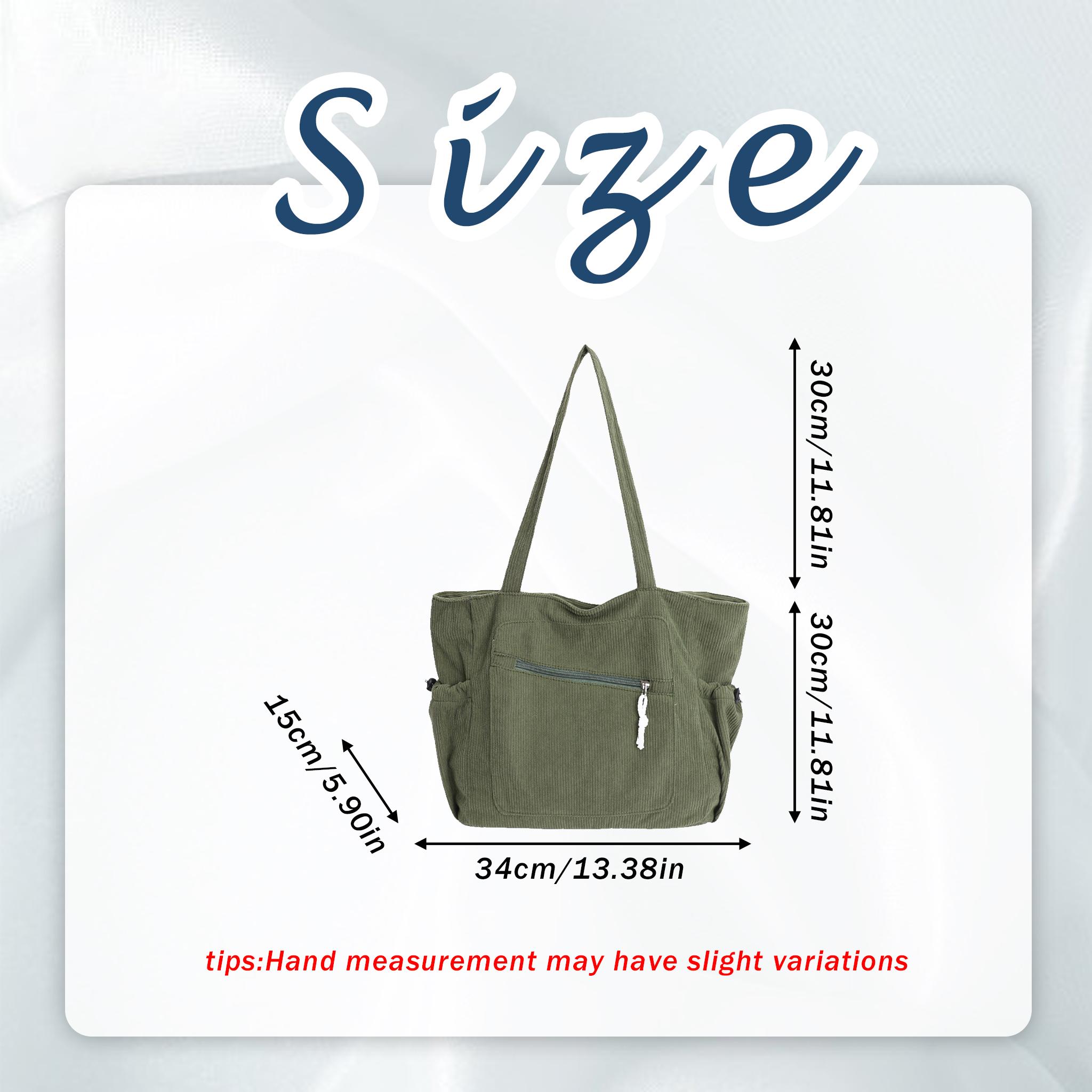 Large Corduroy Tote Bag, Retro Soft Casual Shoulder Bag With Pockets, Everyday Handbag for School Work Travel, Women’s Fashion Daily Purse view 9