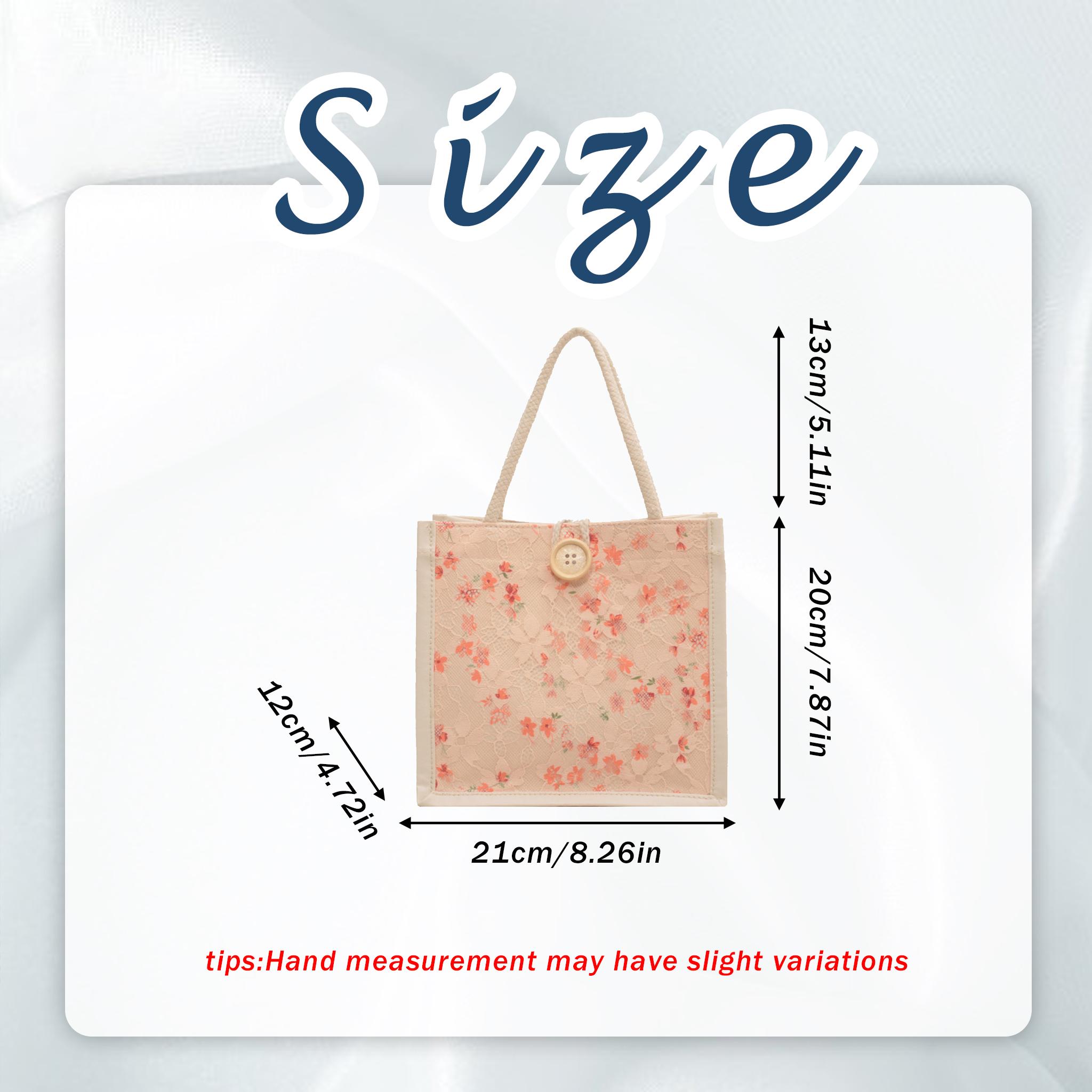 Floral Lace Vegan Leather Tote, Small Structured Handbag, PU Leather Handbag, Cute Lunch Box, Mothers Day Gift view 4