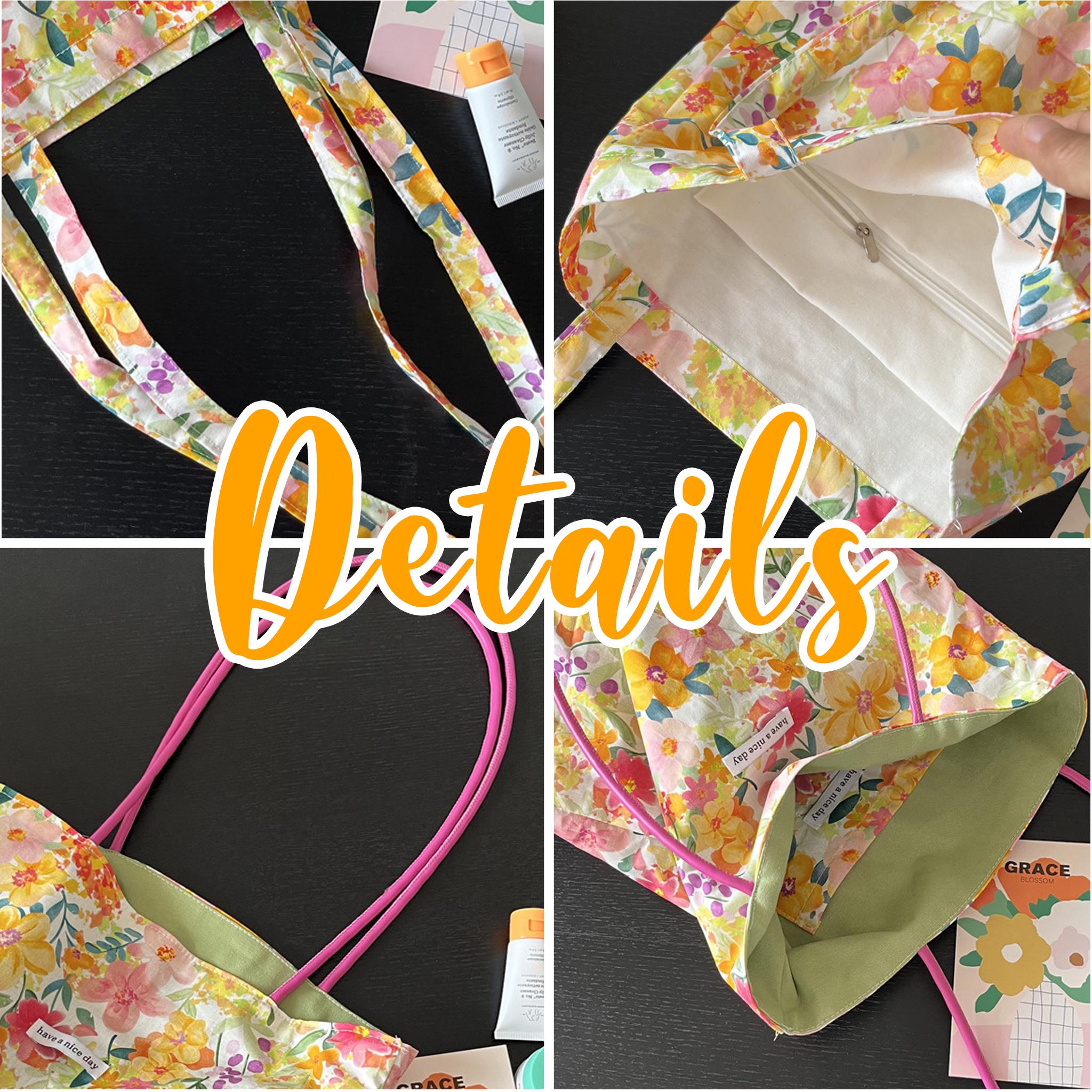 Large Floral Canvas Shoulder Bag, Perfect Work Tote, Cute Spring Gift for Her view 6