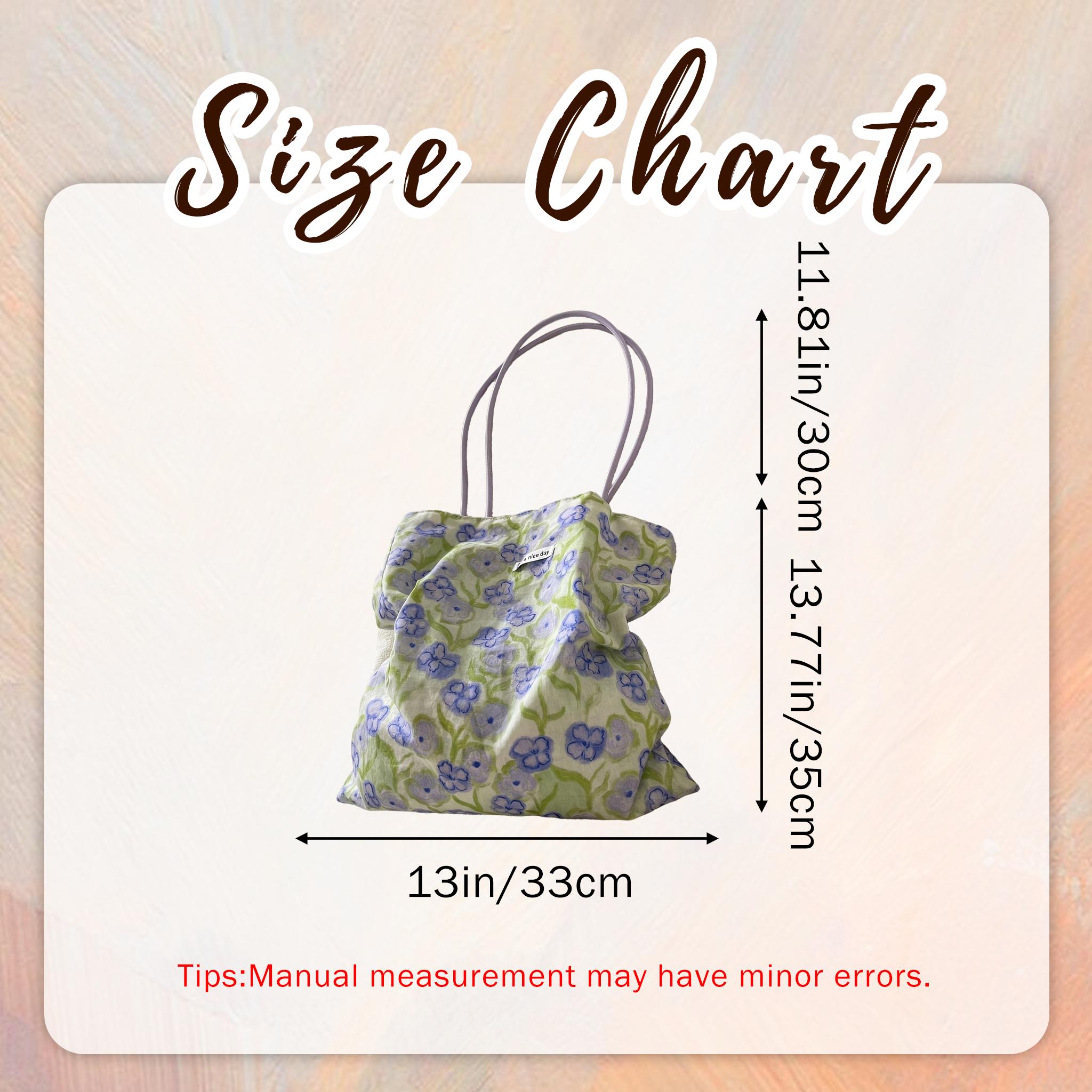 Reversible Cotton Canvas Tote, Soft Floral Shoulder Bag, Two Way Minimalist Work Purse, Light Green Strap Slouchy Everyday Bag view 5