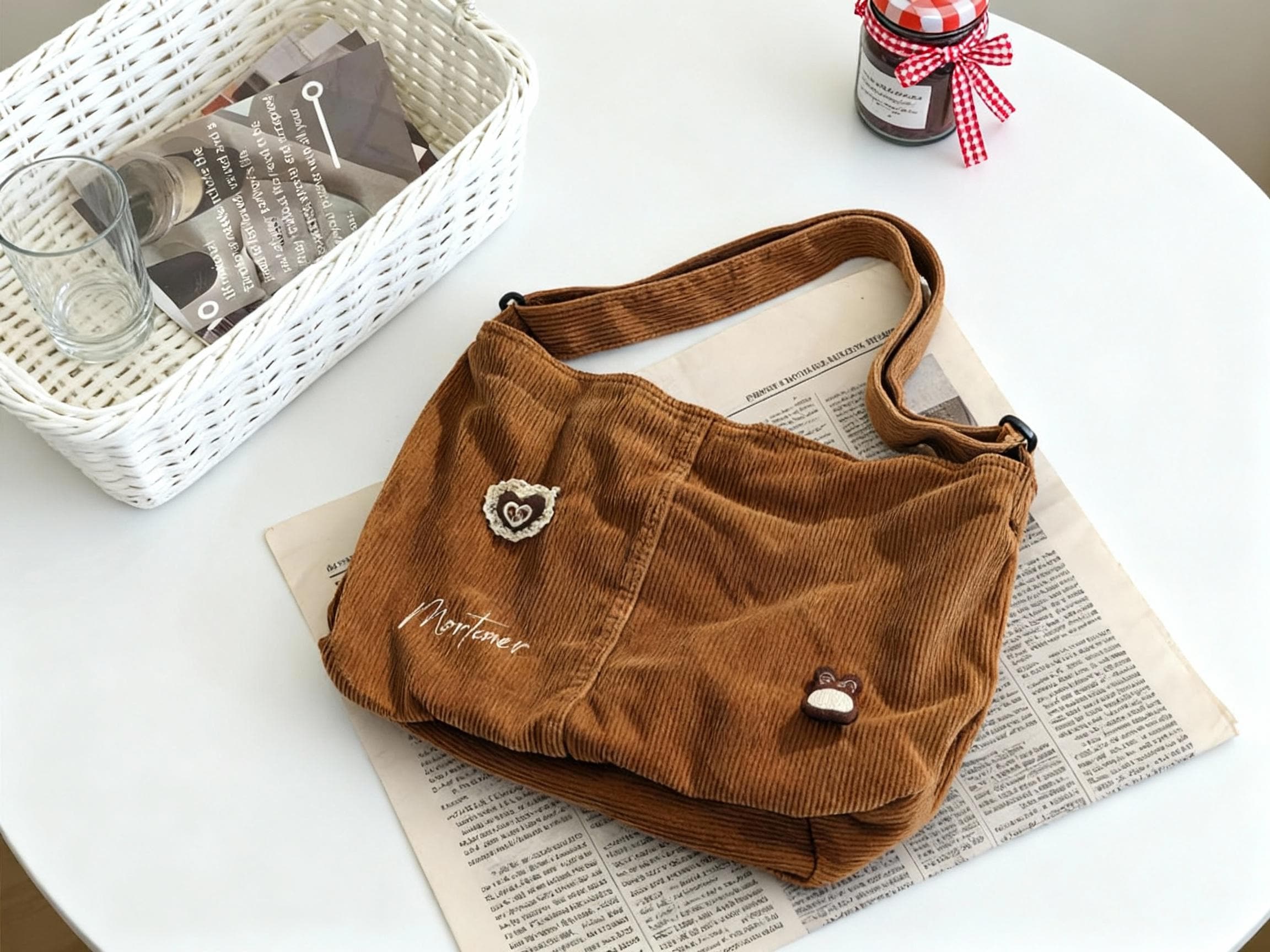 Retro Corduroy Crossbody Bag: Adjustable Shoulder Strap view 7
