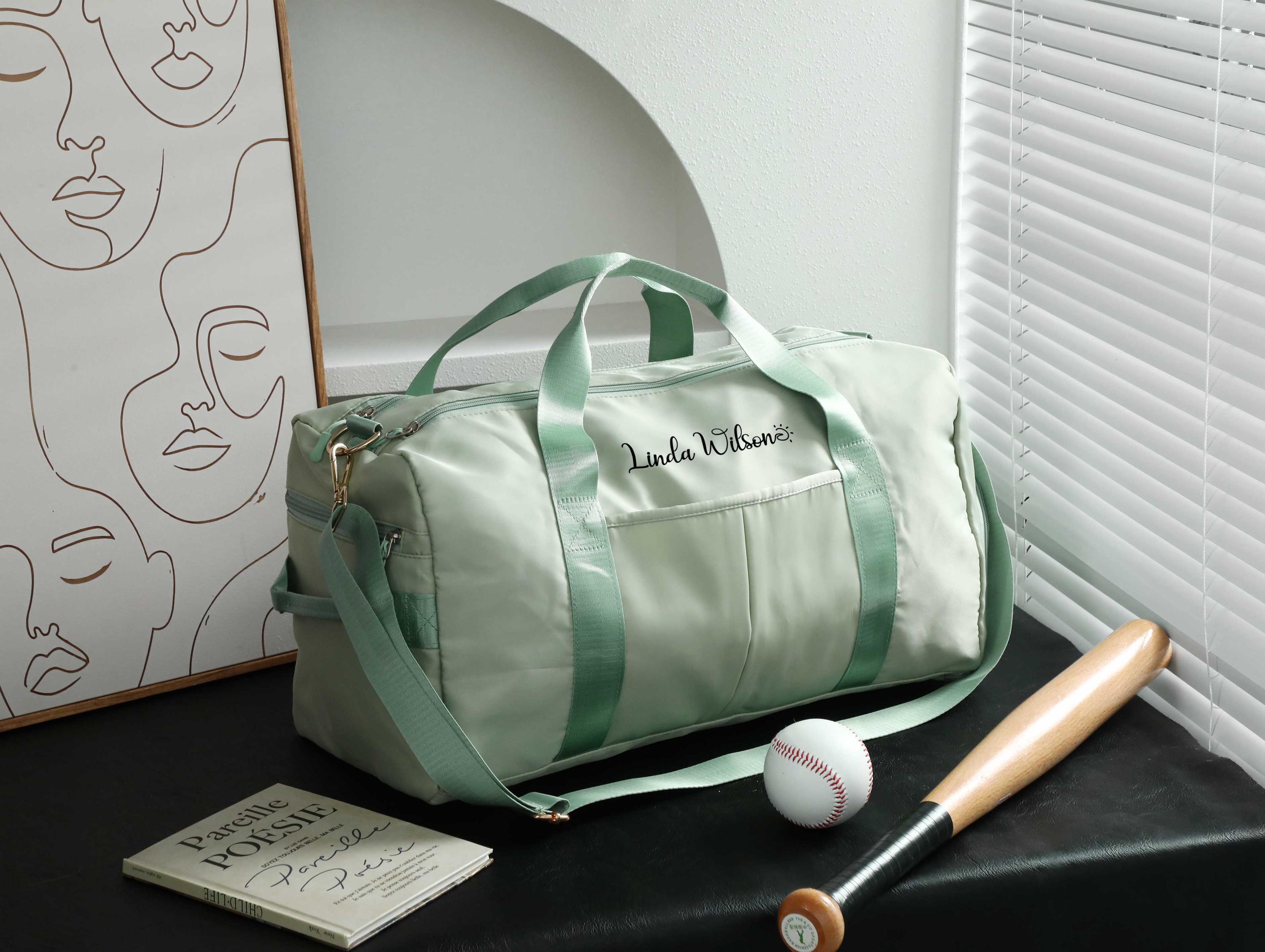 Personalized Gym Duffel Bag|custom Yoga Travel Bag|weekend Overnight Bag|sport Workout Bag for Women|custom Name Duffle Bag|large Travel Bag view 5