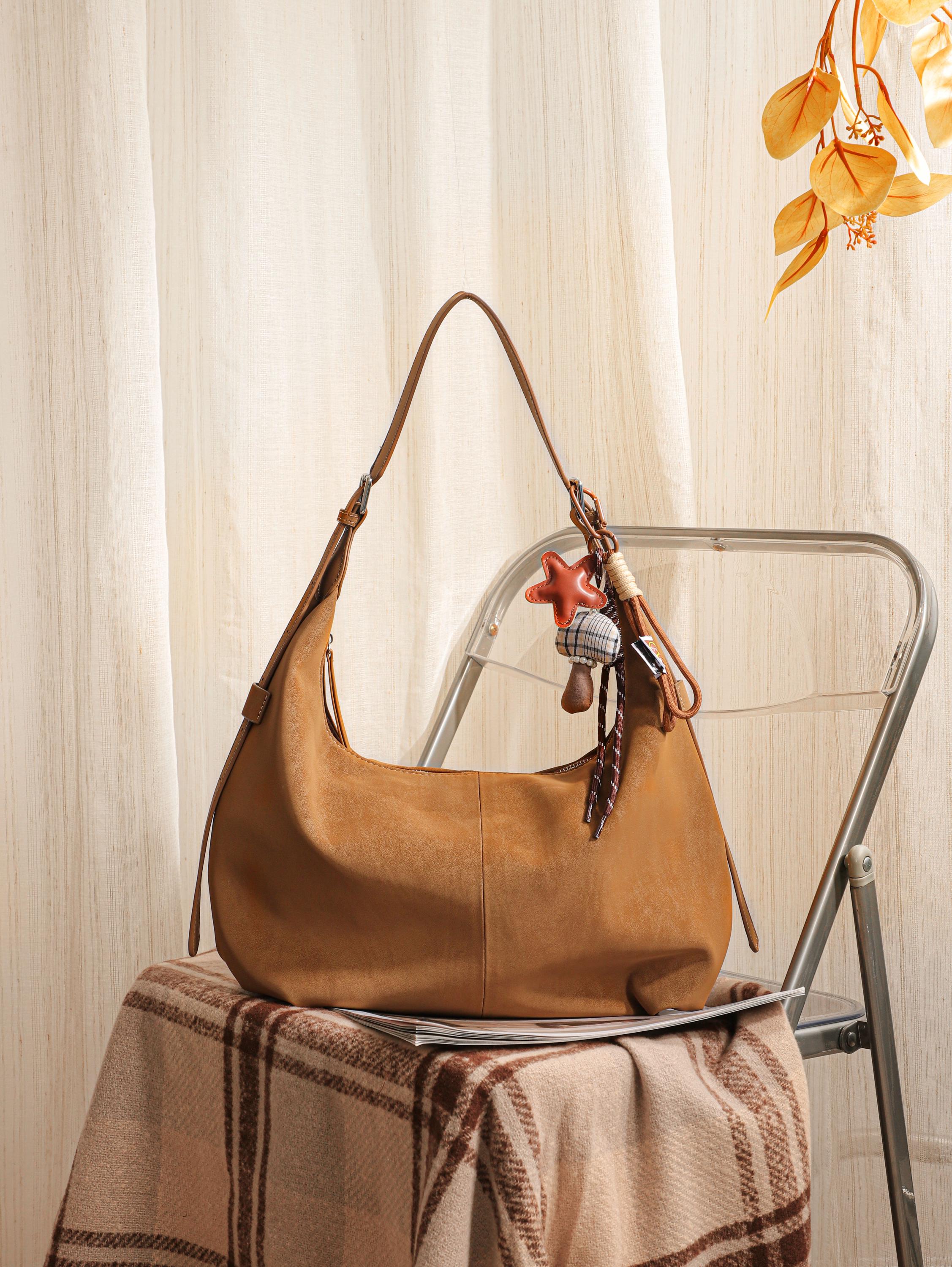 Suede Velvet Dumpling Bag, Retro Chic Shoulder Bag view 13