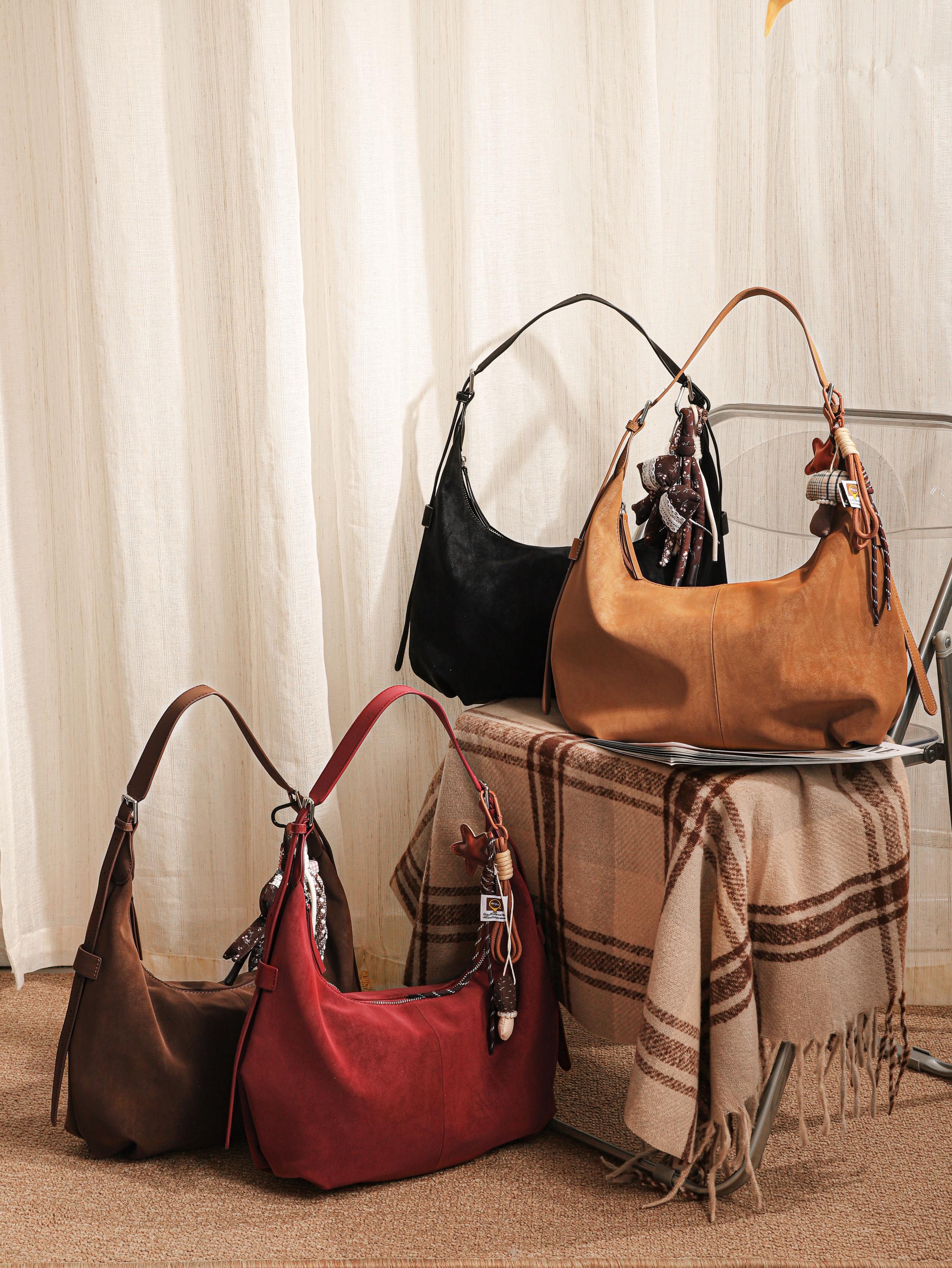 Suede Velvet Dumpling Bag, Retro Chic Shoulder Bag view 3