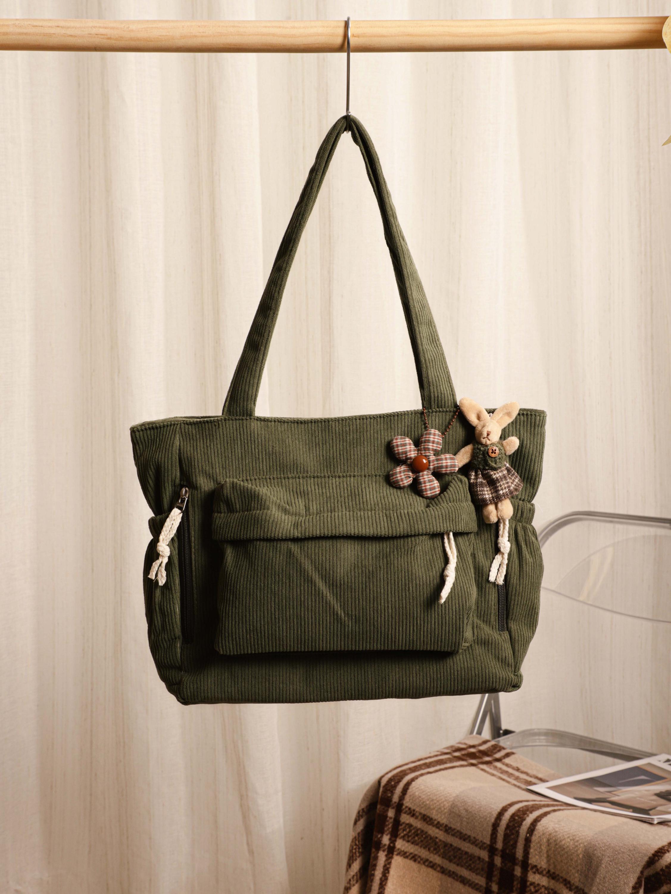 Corduroy Tote Bag, Casual Bag, Shoulder Bag, Everyday Bag, Handbag, Bag for Work, Teacher, Shopping Bag, Gift for Her, Everyday Bag view 5