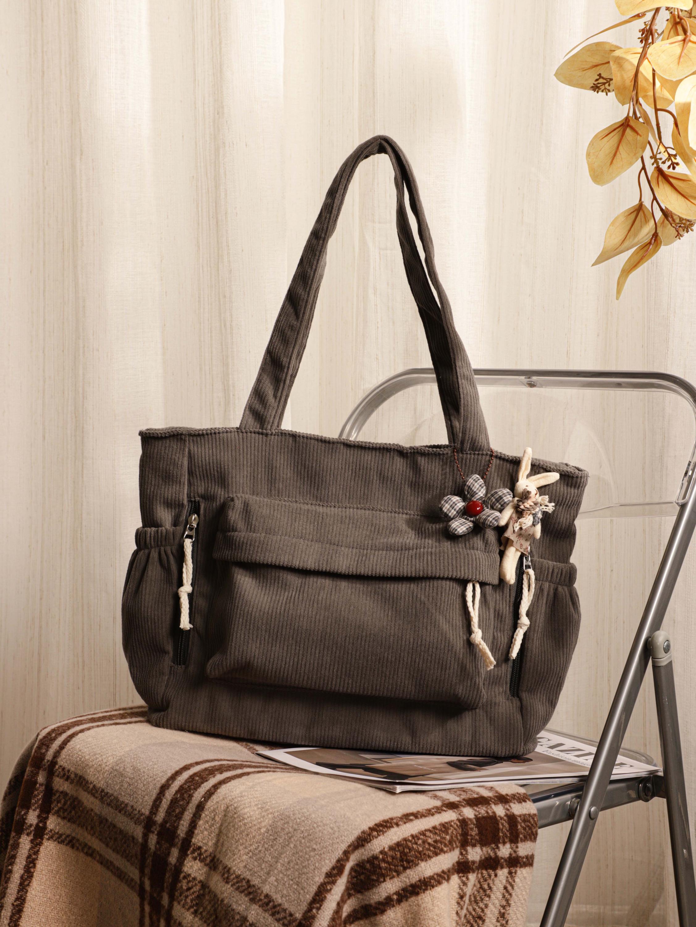 Corduroy Tote Bag, Casual Bag, Shoulder Bag, Everyday Bag, Handbag, Bag for Work, Teacher, Shopping Bag, Gift for Her, Everyday Bag view 12