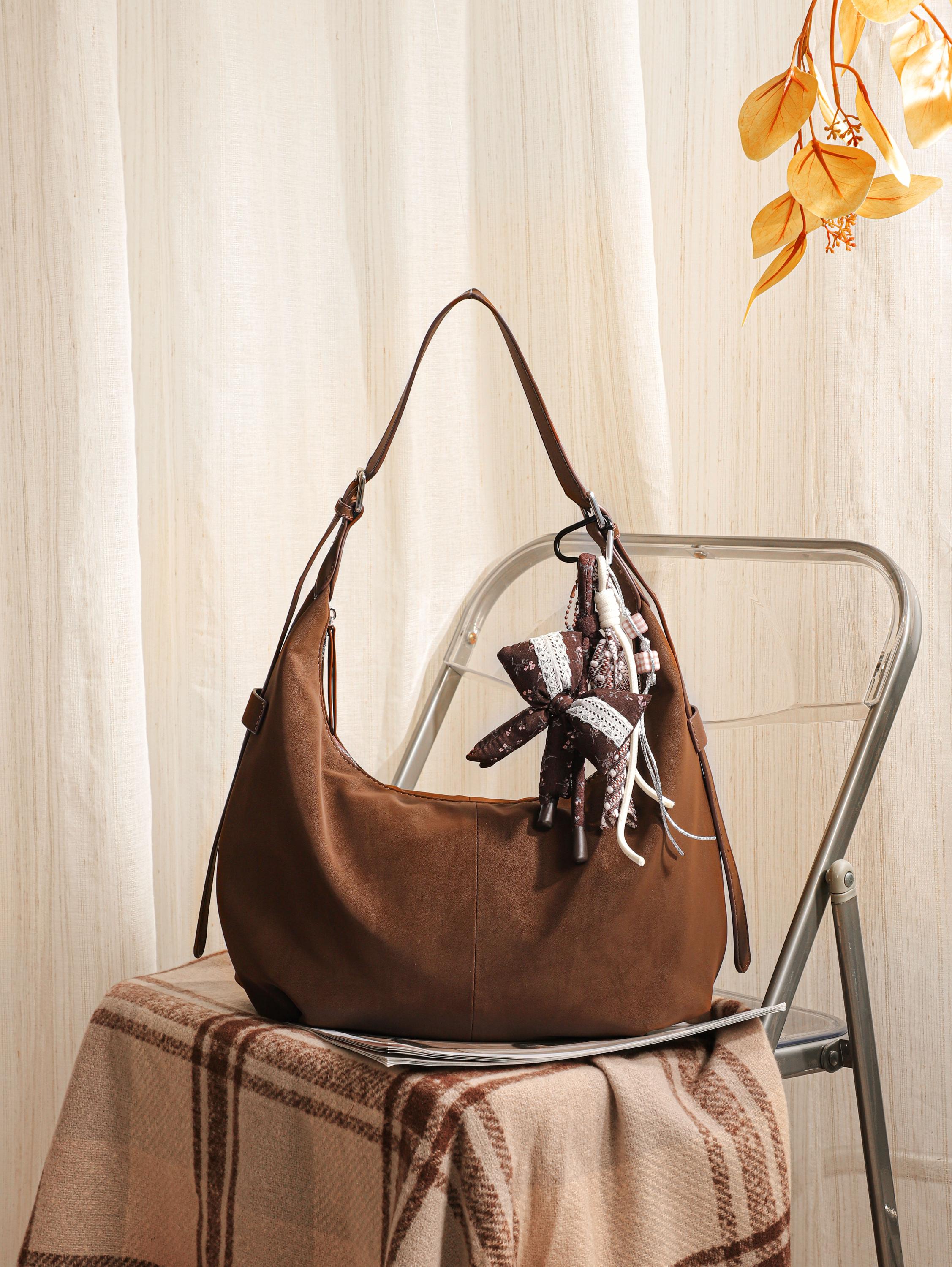 Suede Velvet Dumpling Bag, Retro Chic Shoulder Bag view 14