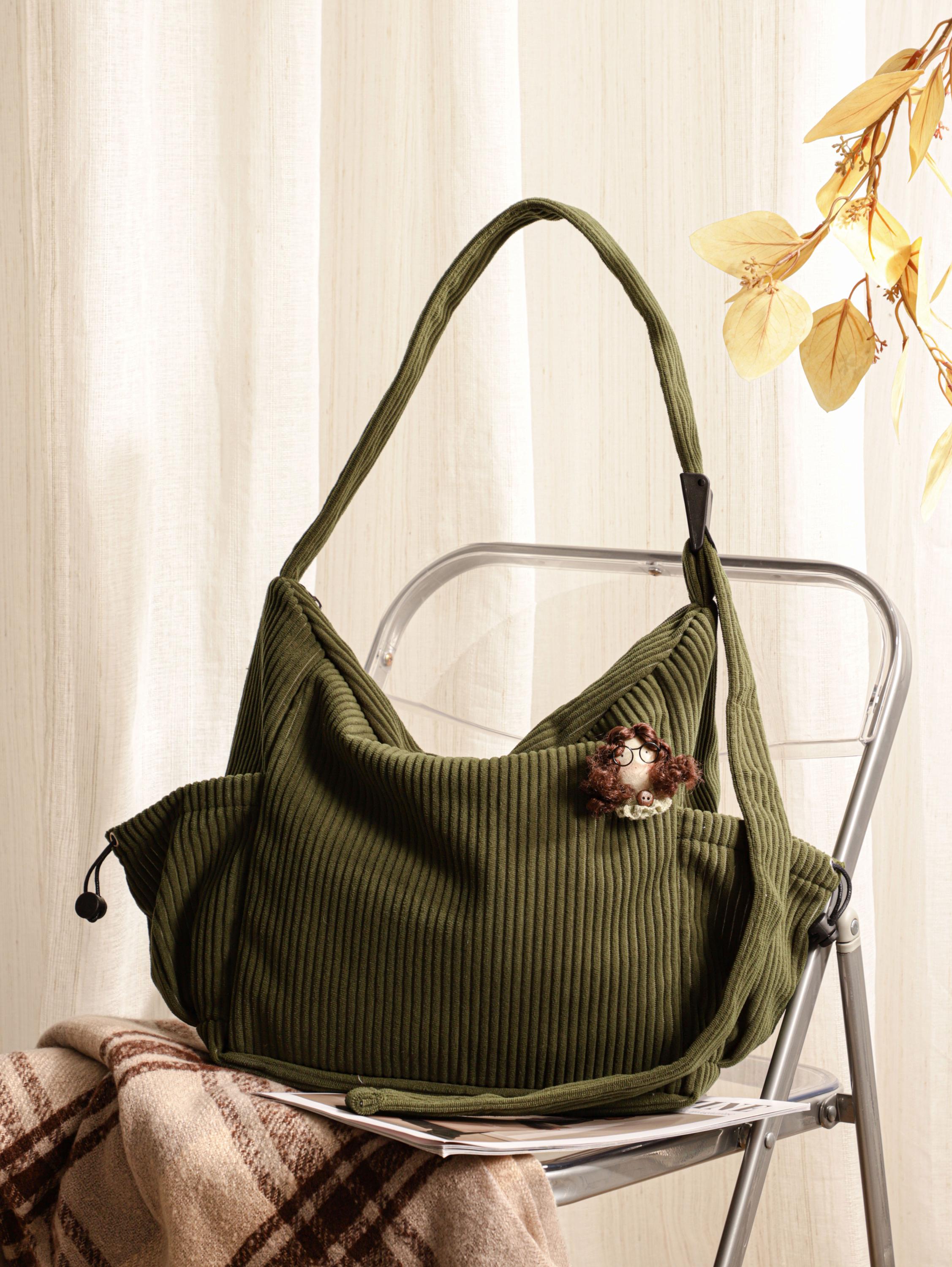 Crossbody Bag, Corduroy Bag, Casual Bag, Shoulder Bag, Everyday Bag, Tote Bag, Adjustable Strap Handbag view 6