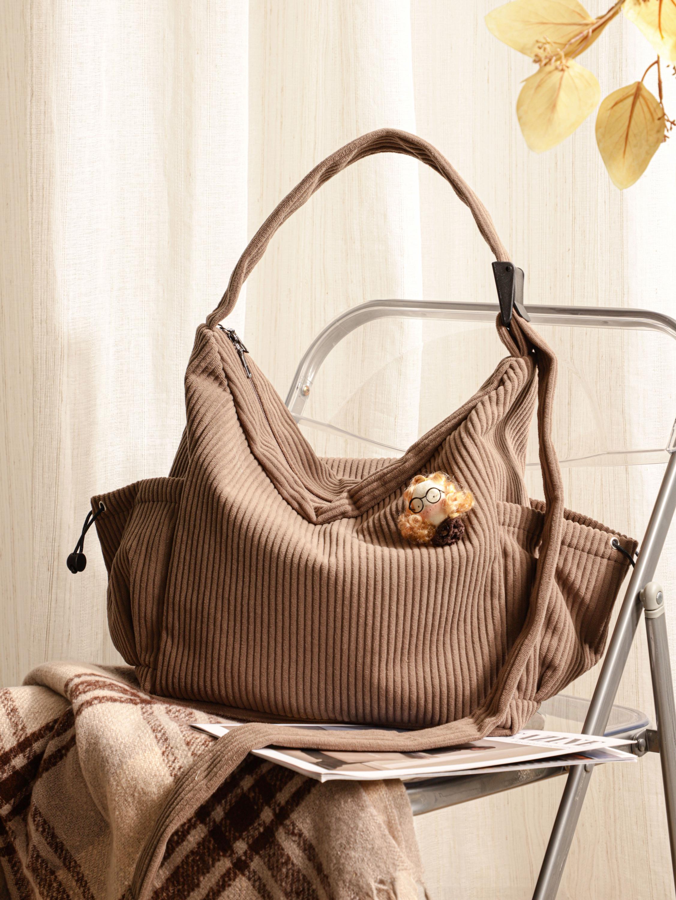 Crossbody Bag, Corduroy Bag, Casual Bag, Shoulder Bag, Everyday Bag, Tote Bag, Adjustable Strap Handbag view 4