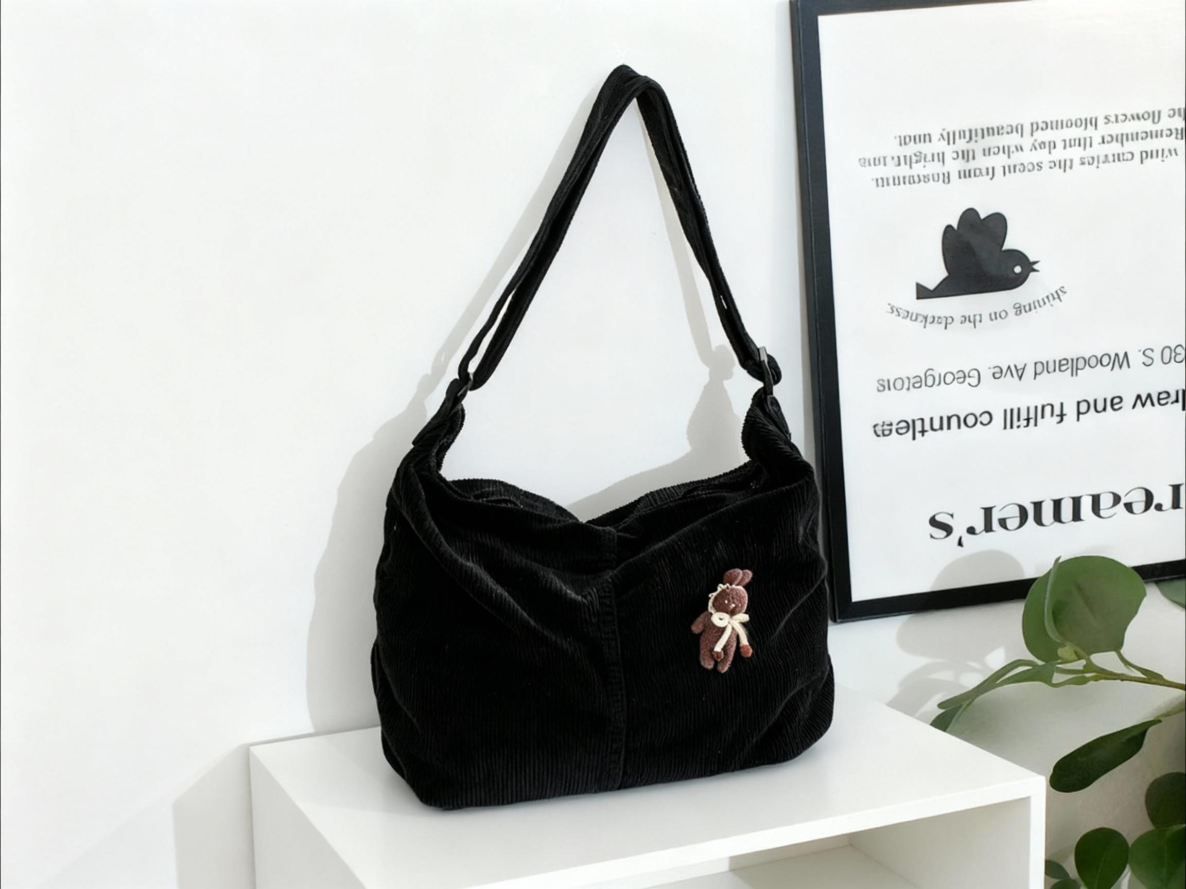 Retro Corduroy Crossbody Bag: Adjustable Shoulder Strap view 3