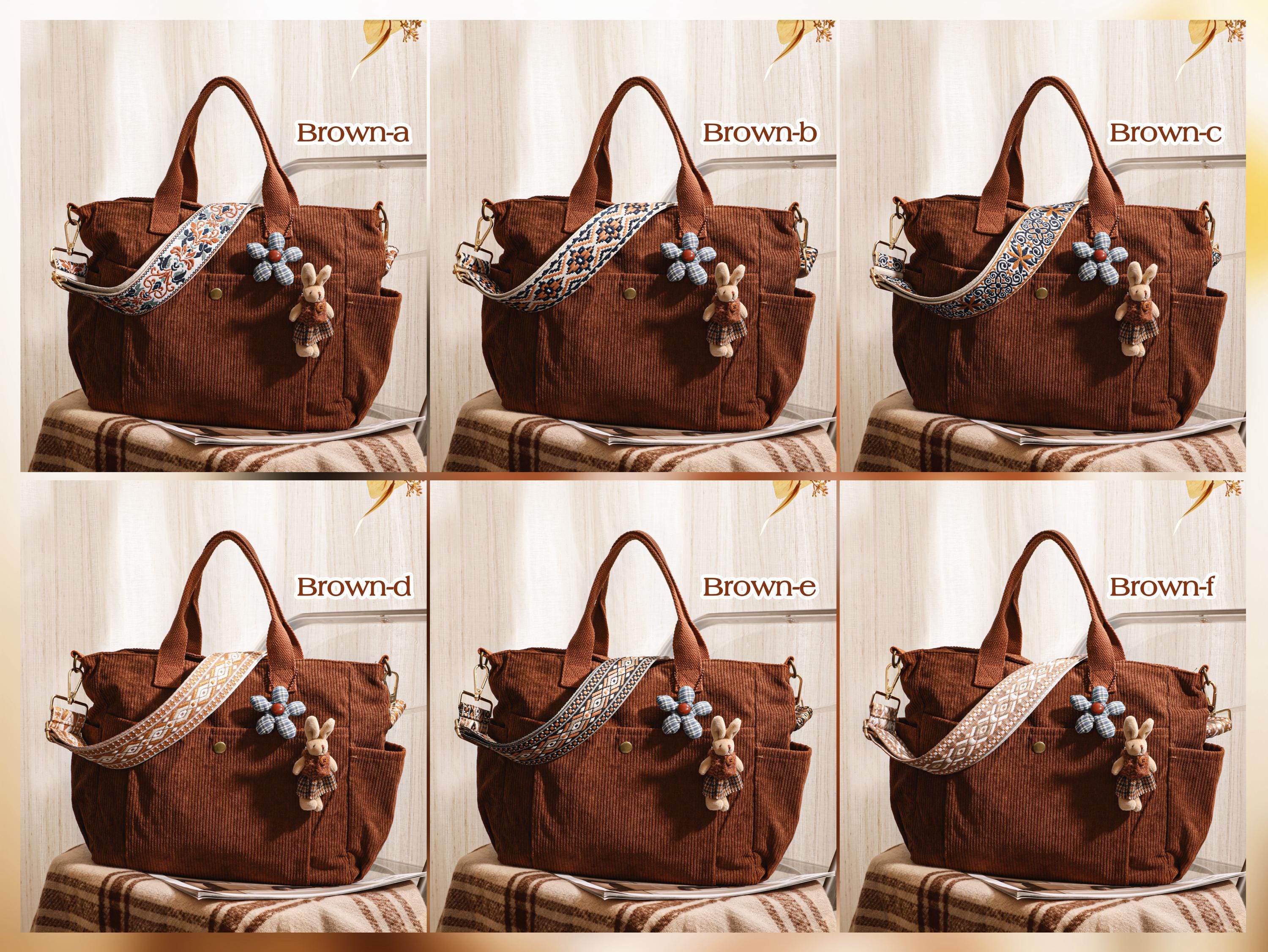 Corduroy Crossbody Tote Bag, Large Capacity Travel Bag view 10