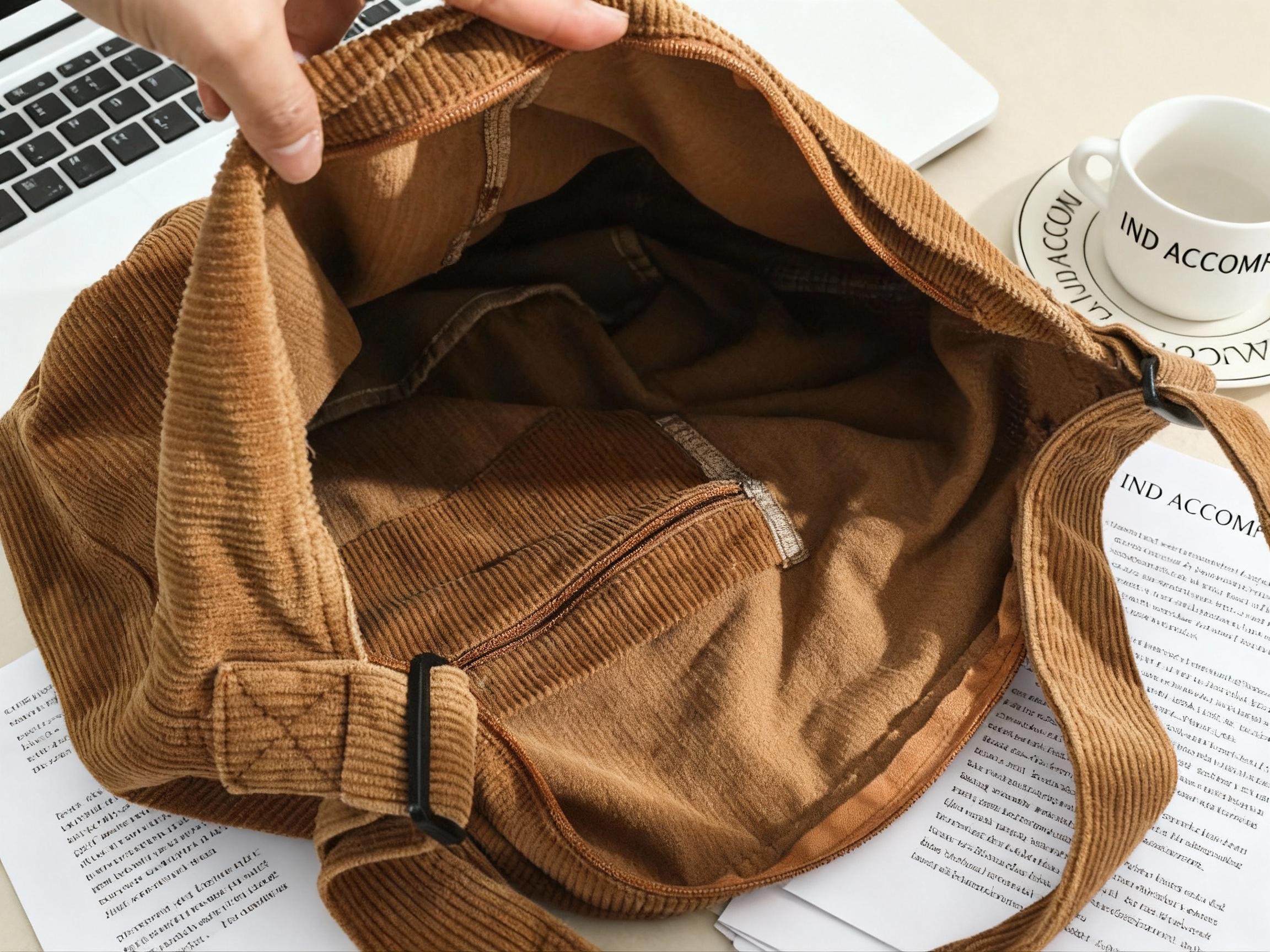 Retro Corduroy Crossbody Bag: Adjustable Shoulder Strap view 9