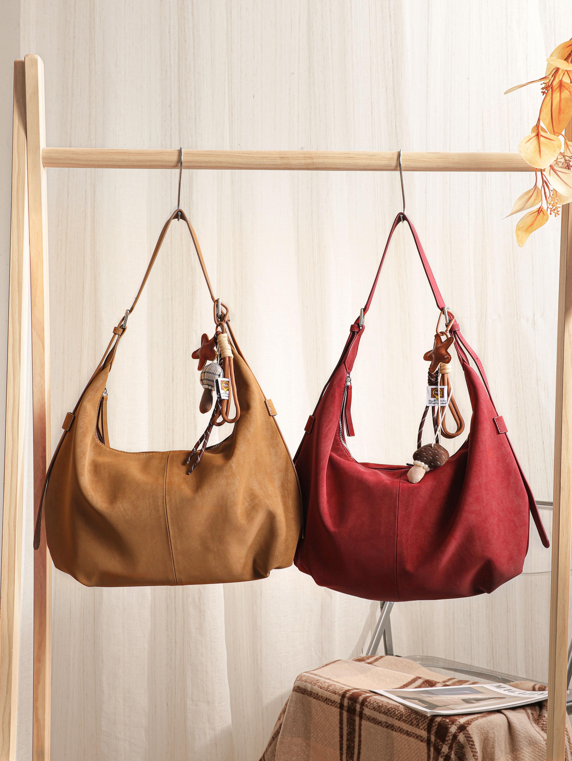Suede Velvet Dumpling Bag, Retro Chic Shoulder Bag view 4