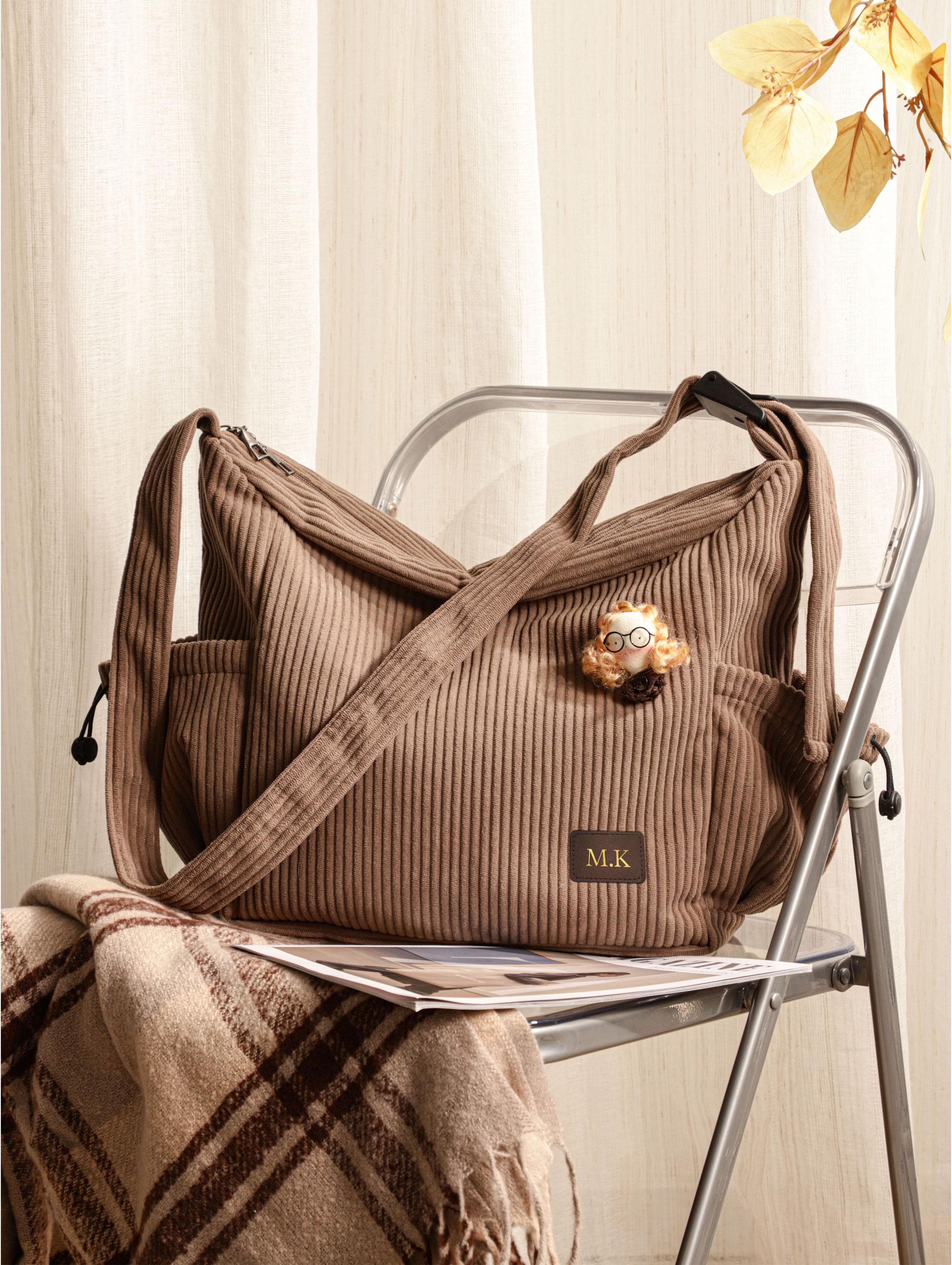 Crossbody Bag, Corduroy Bag, Casual Bag, Shoulder Bag, Everyday Bag, Tote Bag, Adjustable Strap Handbag view 3