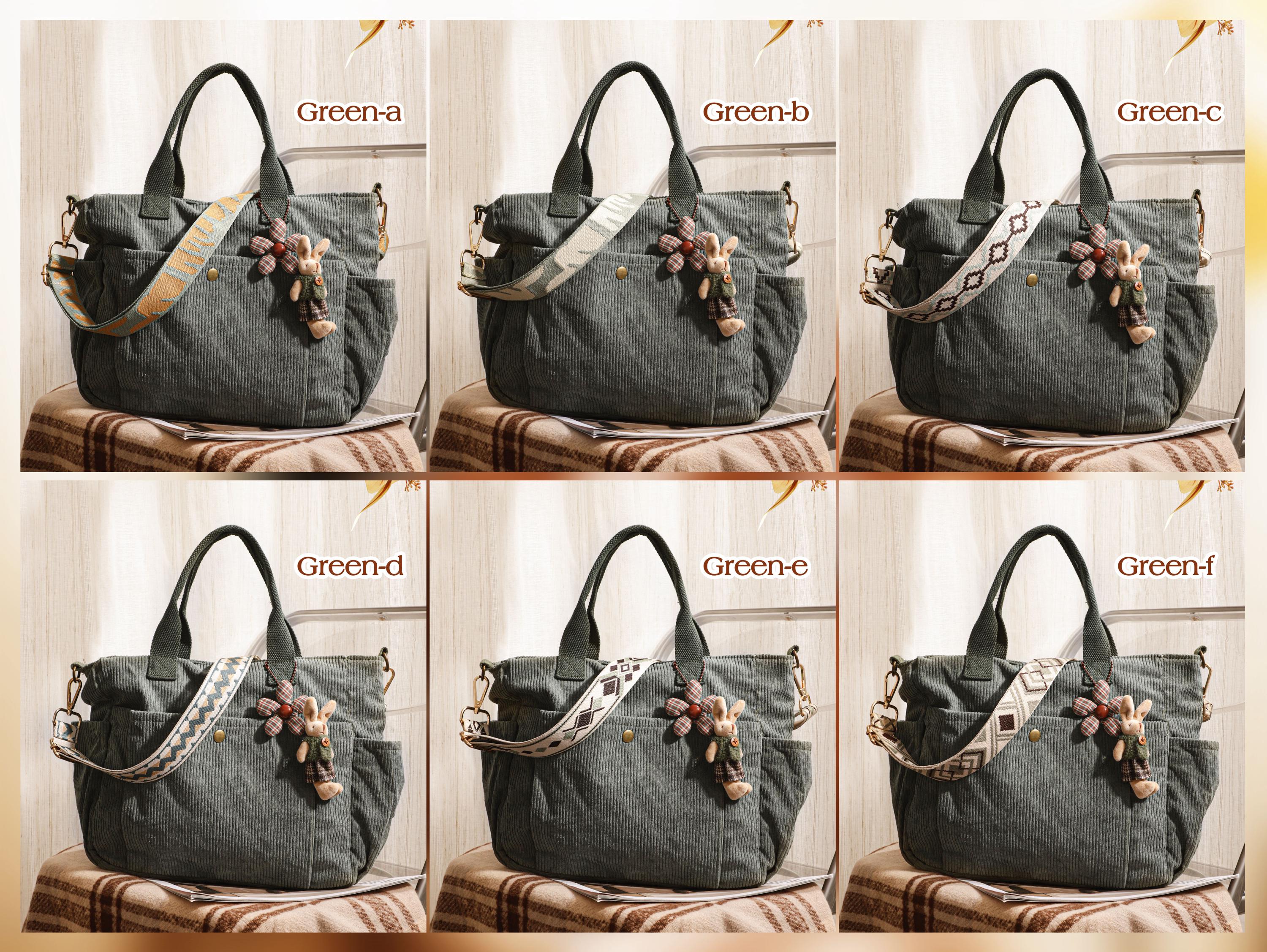 Corduroy Crossbody Tote Bag, Large Capacity Travel Bag view 12