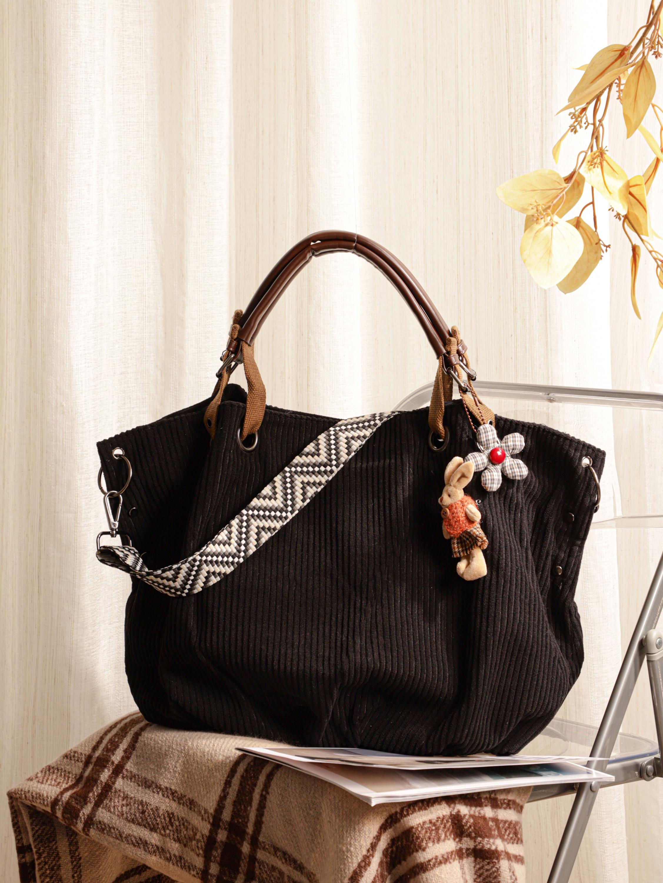 Crossbody Bag, Corduroy Bag, Casual Bag, Shoulder Bag, Everyday Bag, Tote Bag, Adjustable Strap Handbag view 12