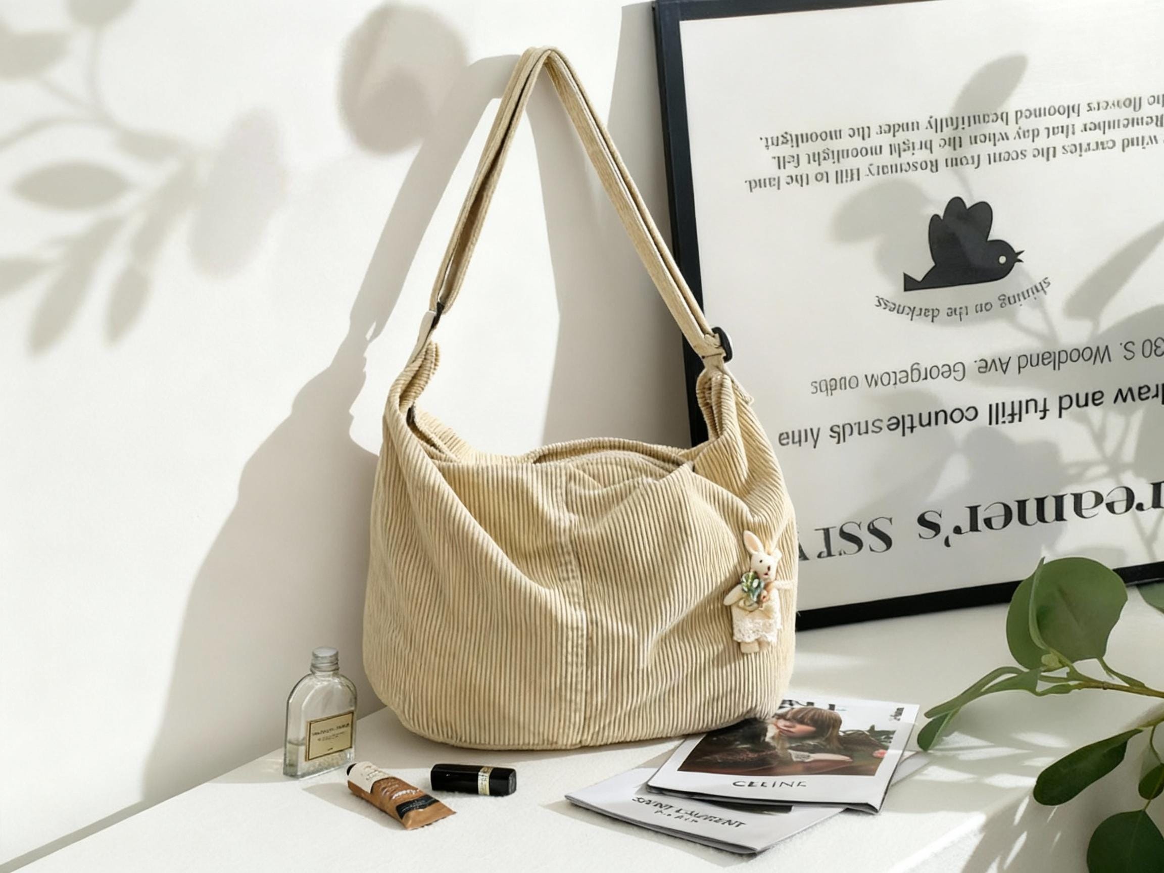 Retro Corduroy Crossbody Bag: Adjustable Shoulder Strap view 6
