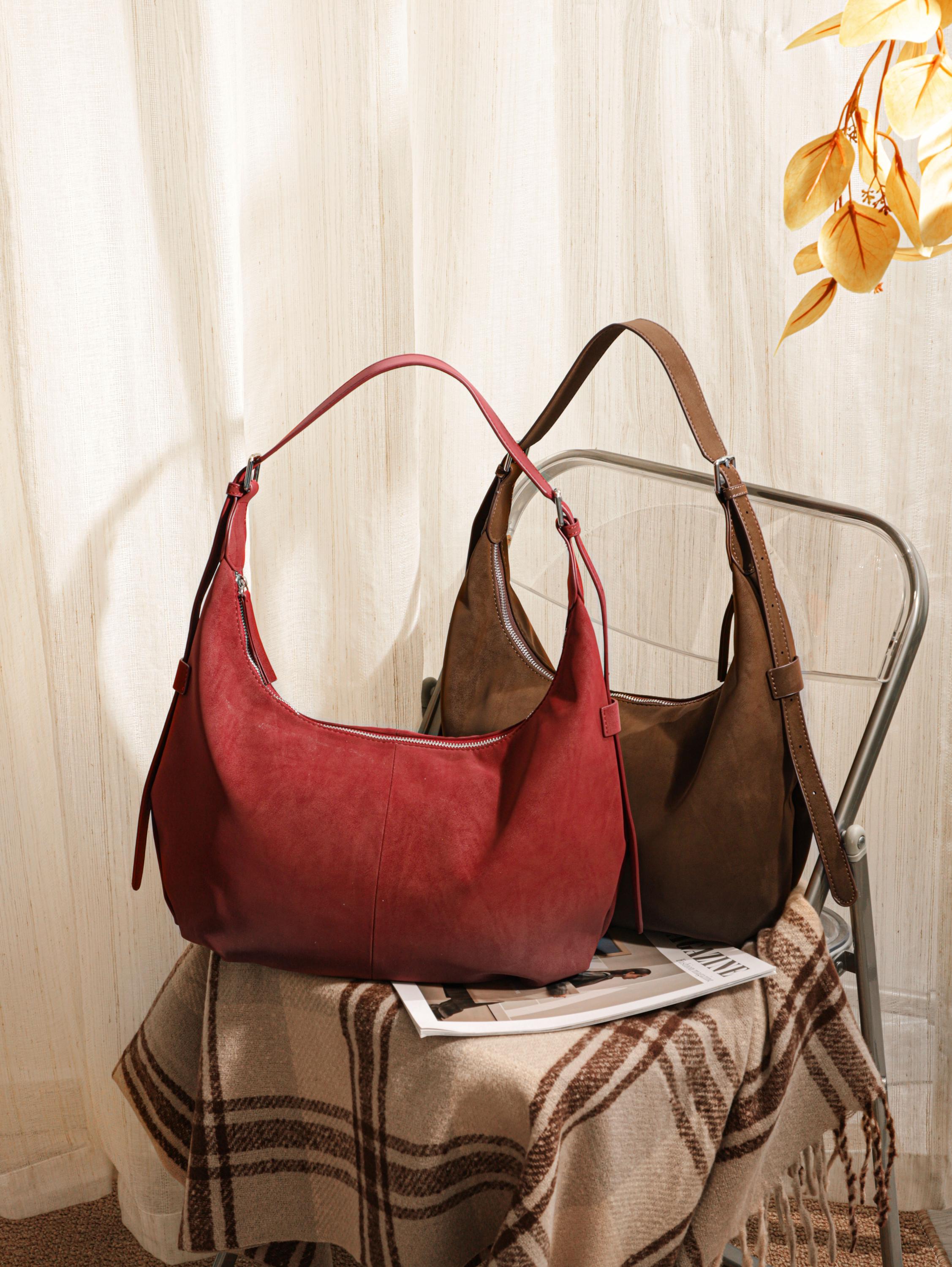 Suede Velvet Dumpling Bag, Retro Chic Shoulder Bag view 2