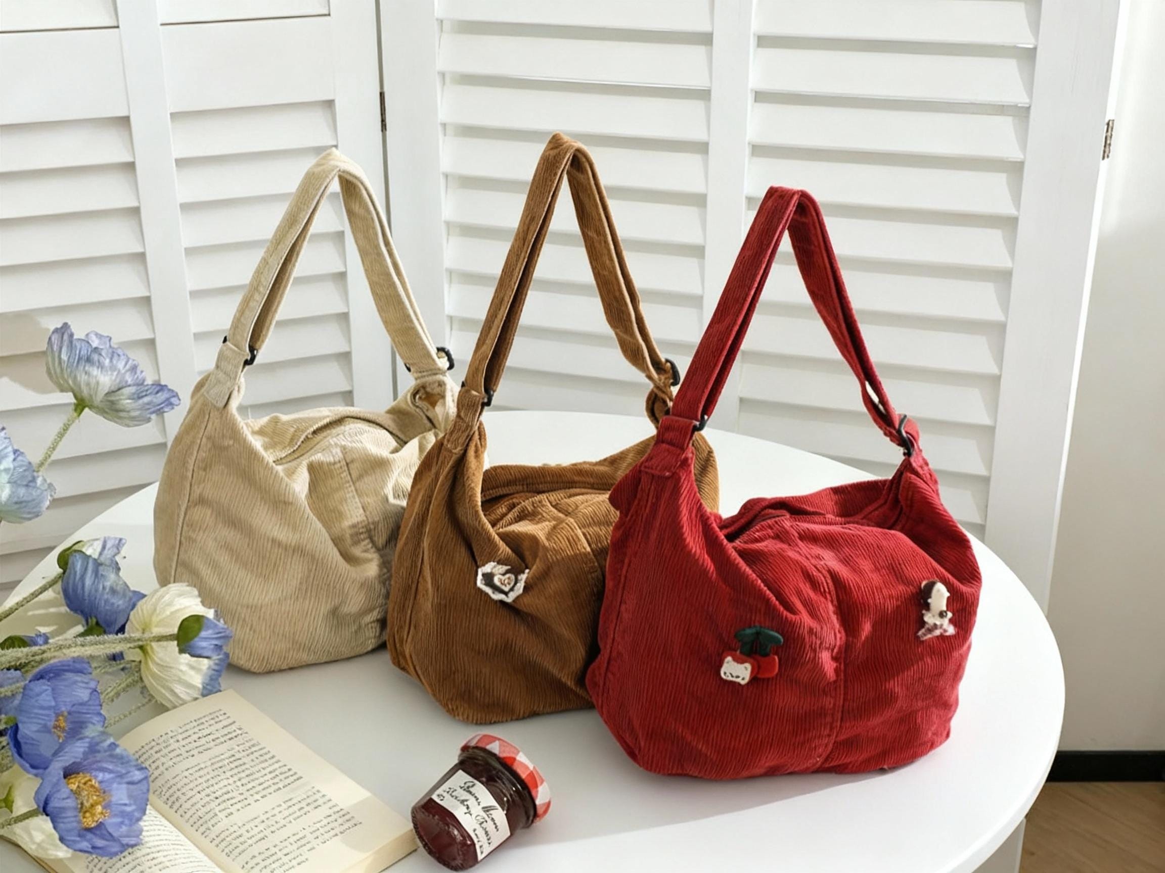 Retro Corduroy Crossbody Bag: Adjustable Shoulder Strap view 2