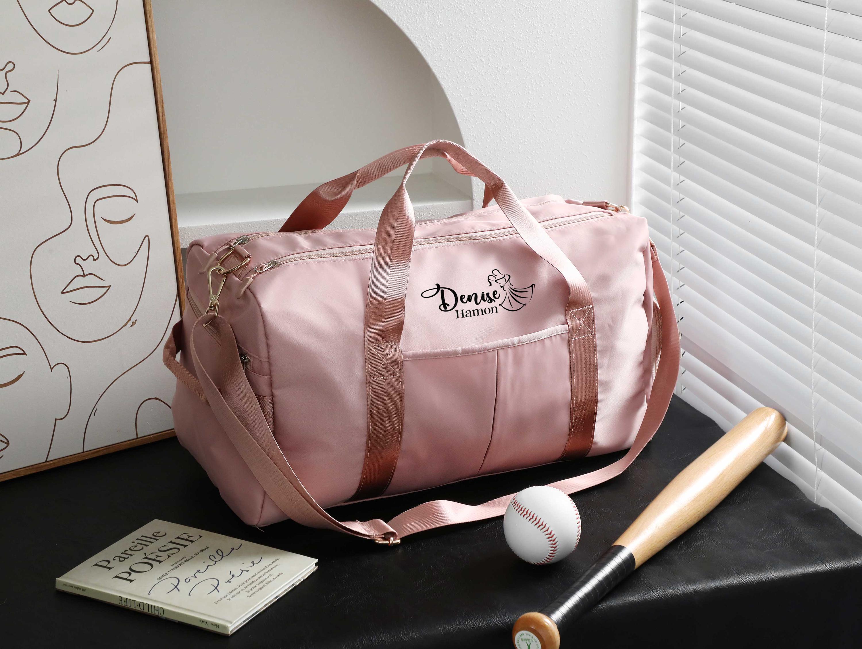 Personalized Gym Duffel Bag|custom Yoga Travel Bag|weekend Overnight Bag|sport Workout Bag for Women|custom Name Duffle Bag|large Travel Bag view 4