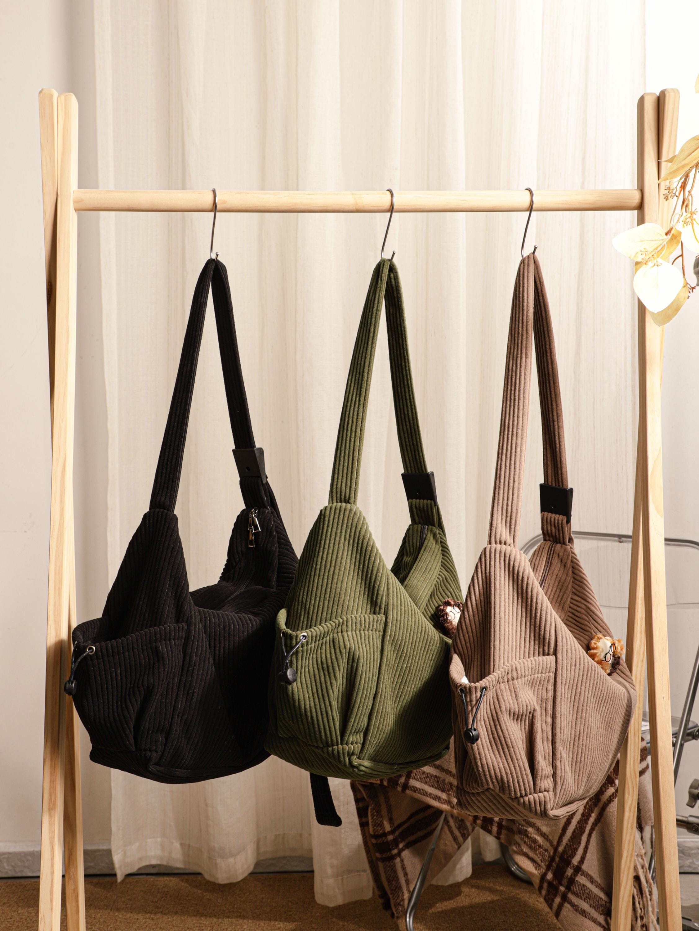 Crossbody Bag, Corduroy Bag, Casual Bag, Shoulder Bag, Everyday Bag, Tote Bag, Adjustable Strap Handbag view 2