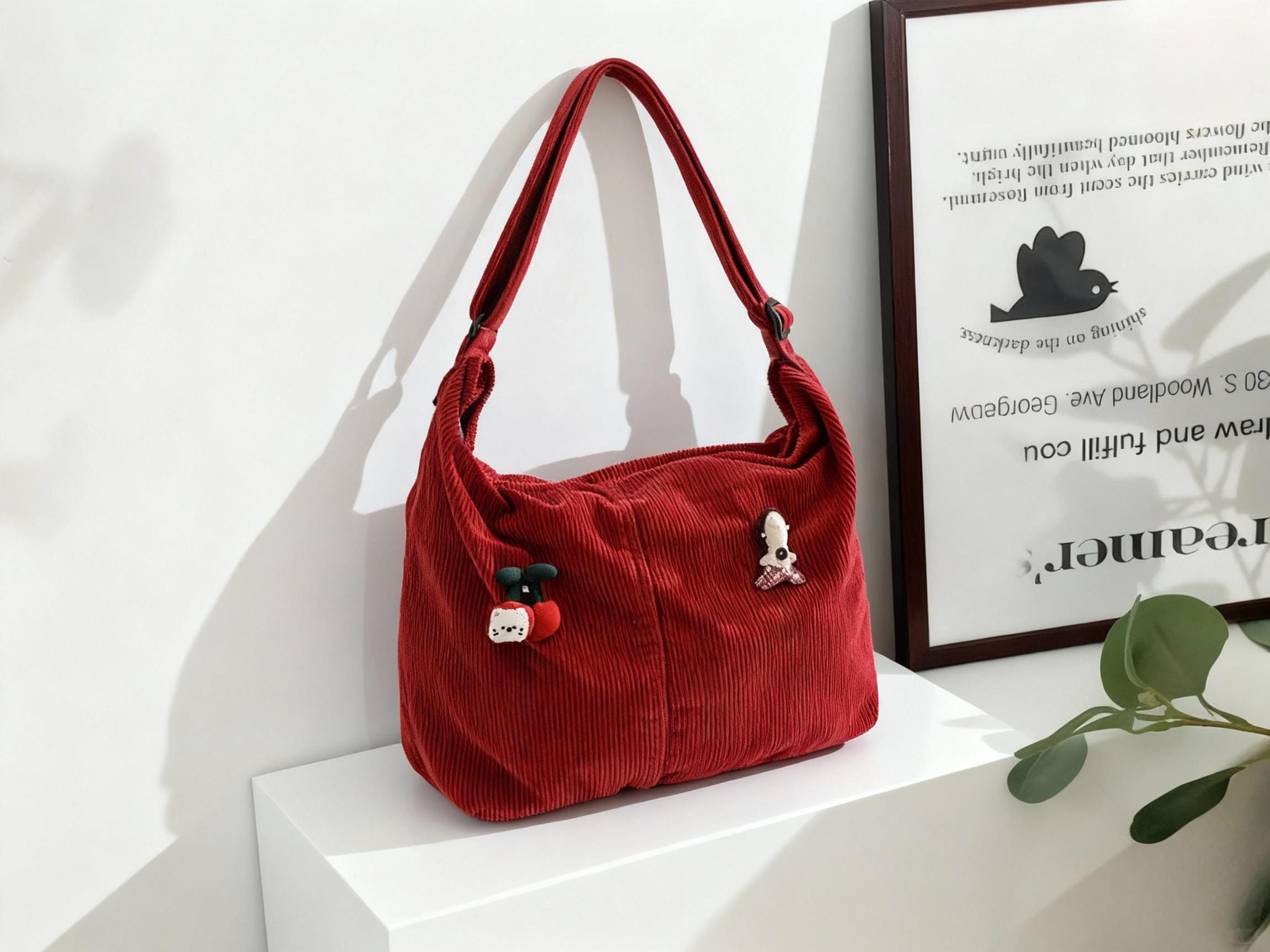 Retro Corduroy Crossbody Bag: Adjustable Shoulder Strap view 4