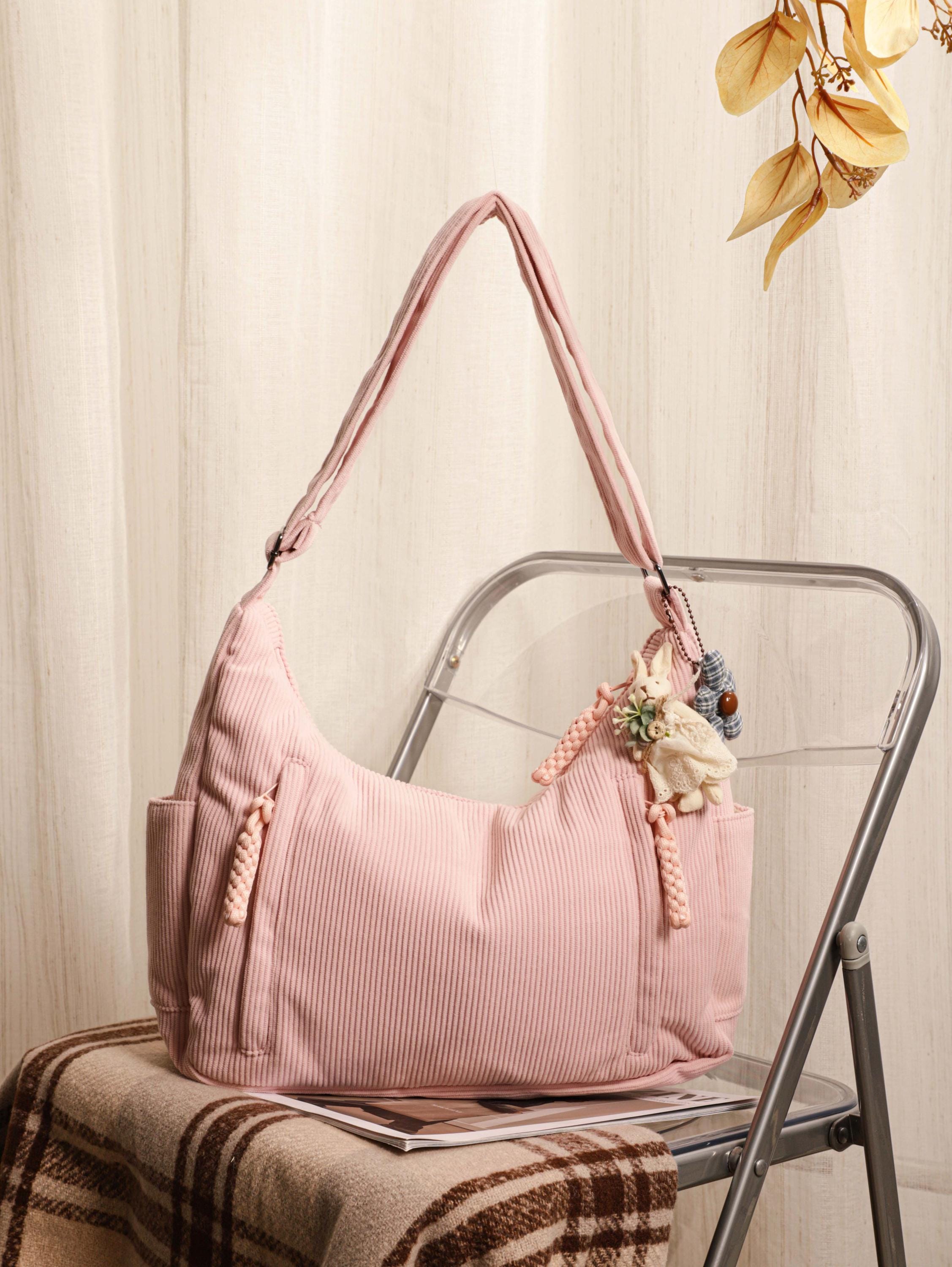 Corduroy Tote Bag, Women's Shoulder Bag, Zipper Pocket, Adjustable Strap view 8