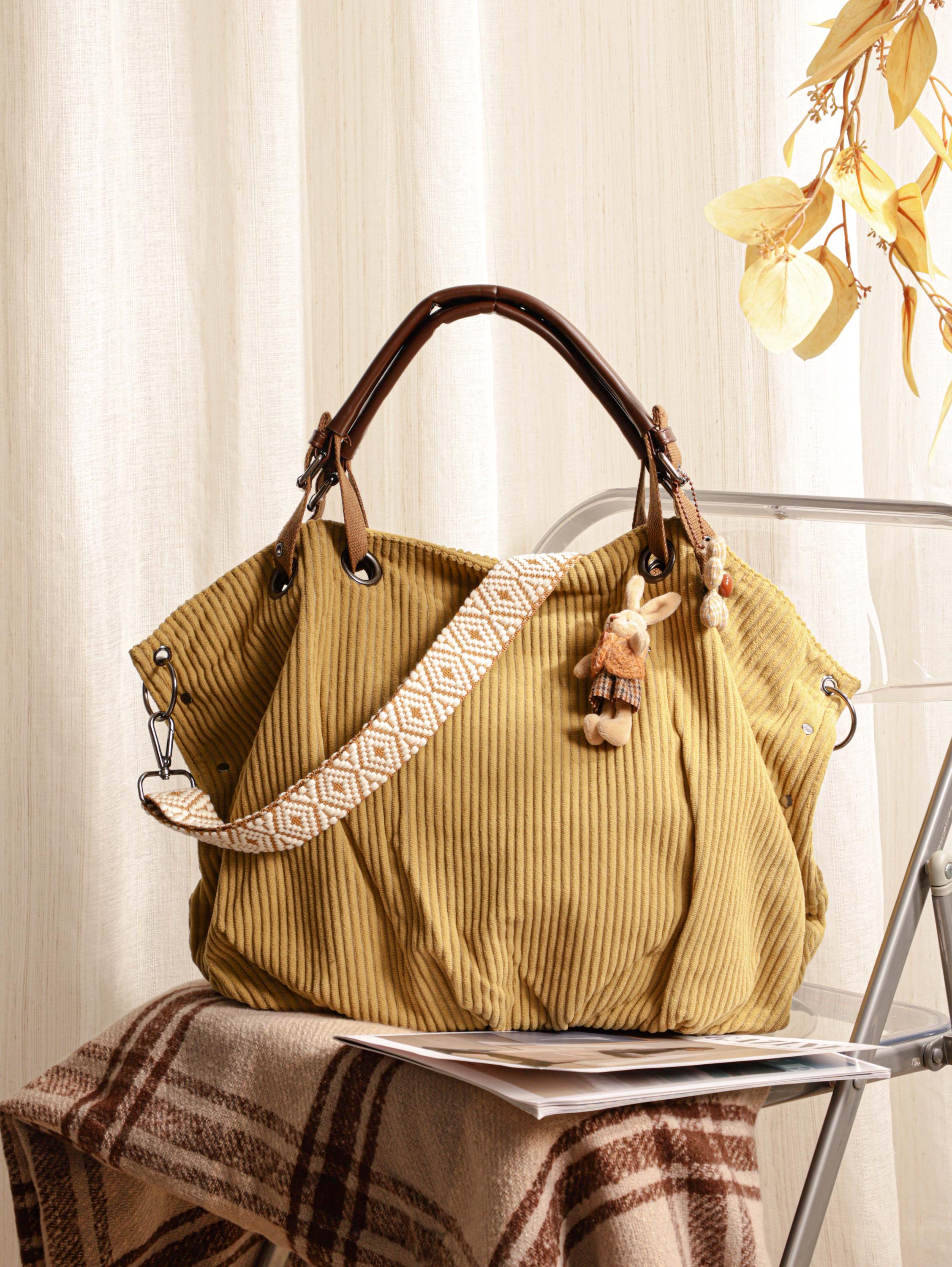 Crossbody Bag, Corduroy Bag, Casual Bag, Shoulder Bag, Everyday Bag, Tote Bag, Adjustable Strap Handbag view 9