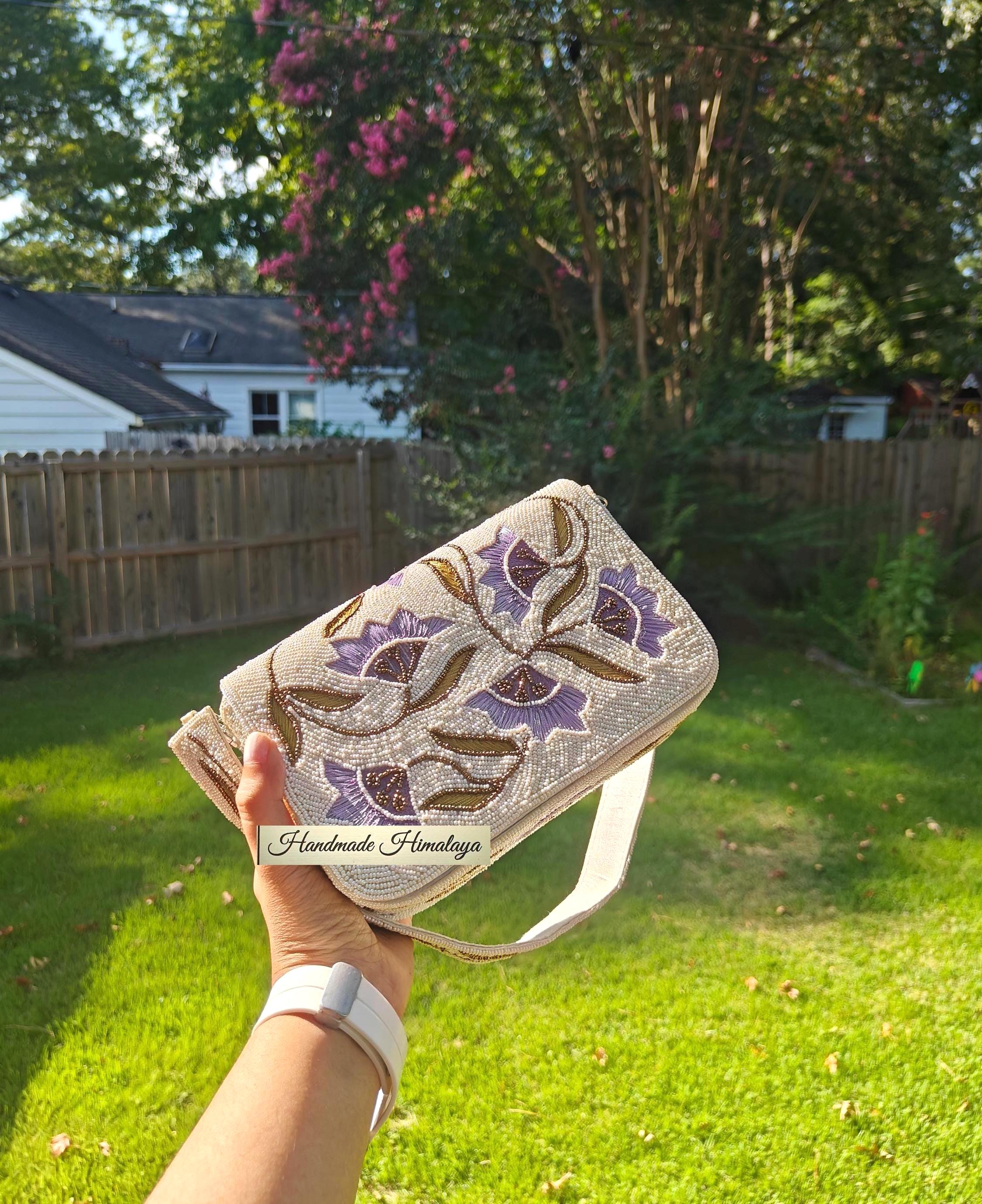 Floral Beaded Bag | Lilac Purple Wedding Purse